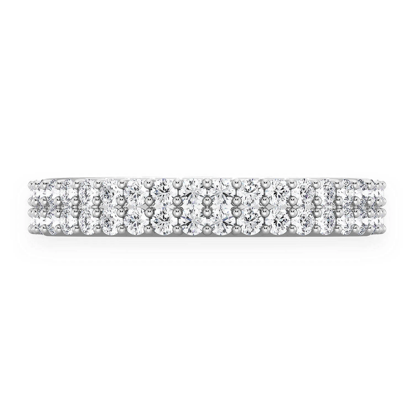Two Row Band Ring in 14K white gold, front view