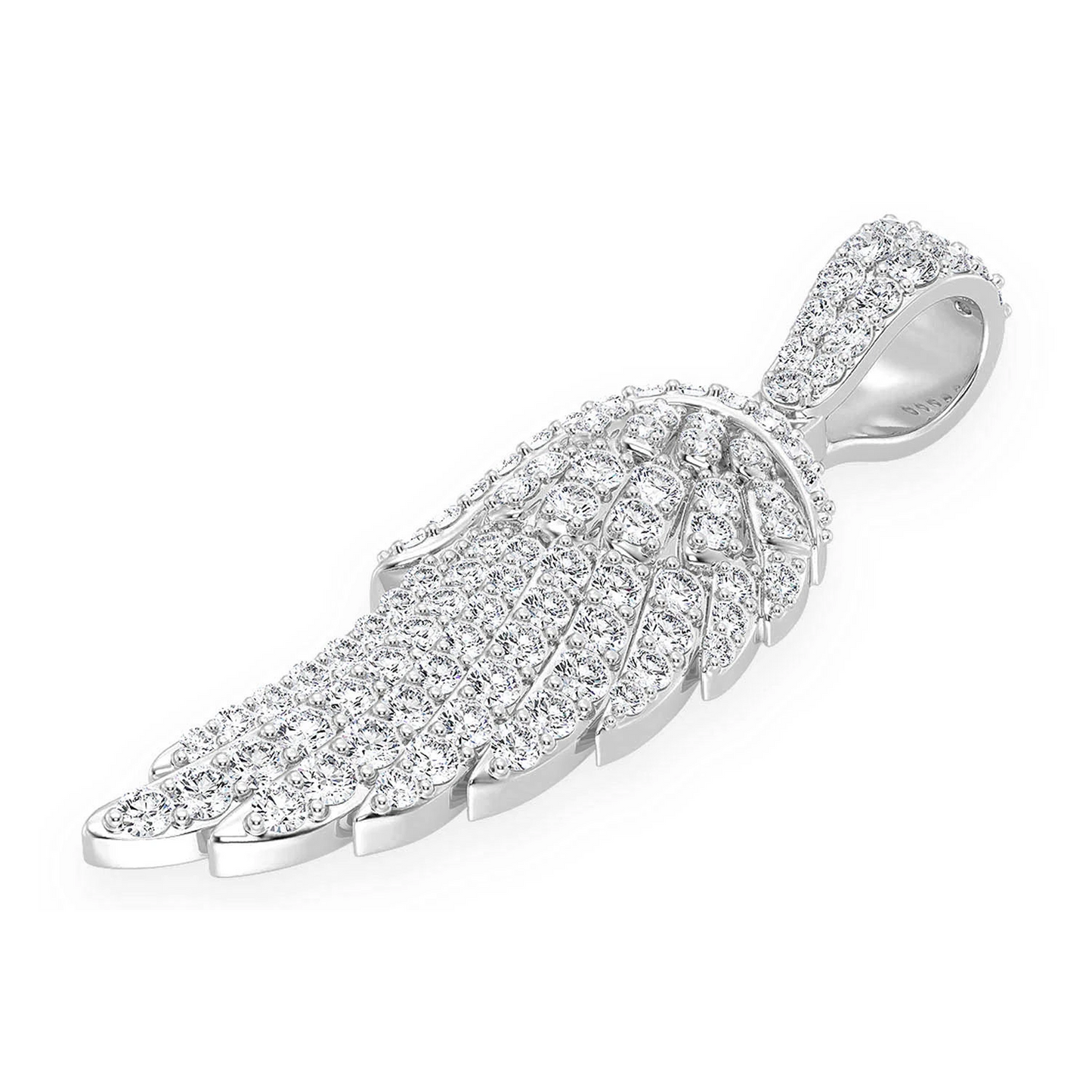 Angel Wing Feather Diamond Pendant in 14K white gold, Entry | 0.85ctw, detail view