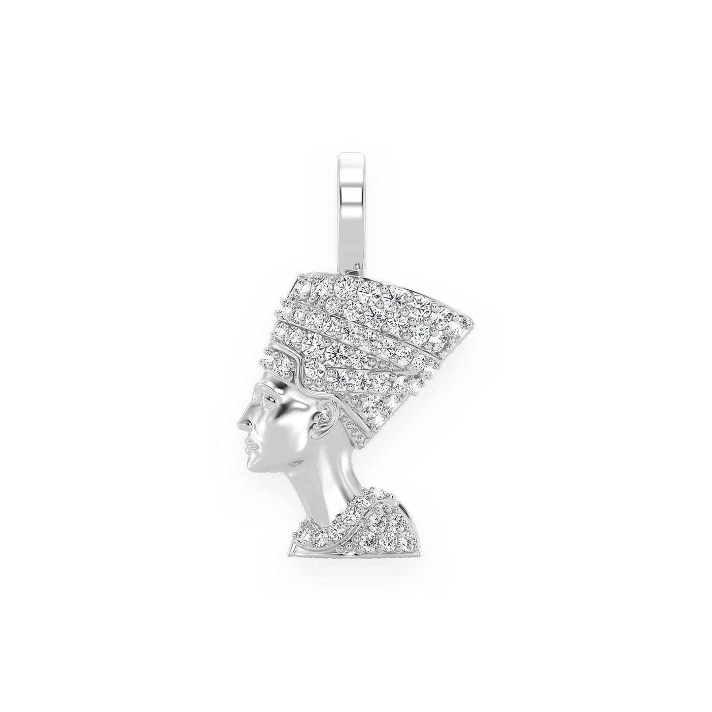 Nefertiti Diamond Pendant in 14K white gold, front view