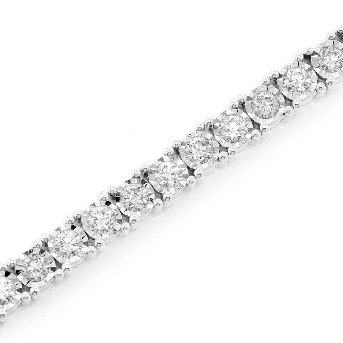 Miracle Diamond Tennis Bracelet in 14K white gold, 9pt / 4.50ctw, angled view