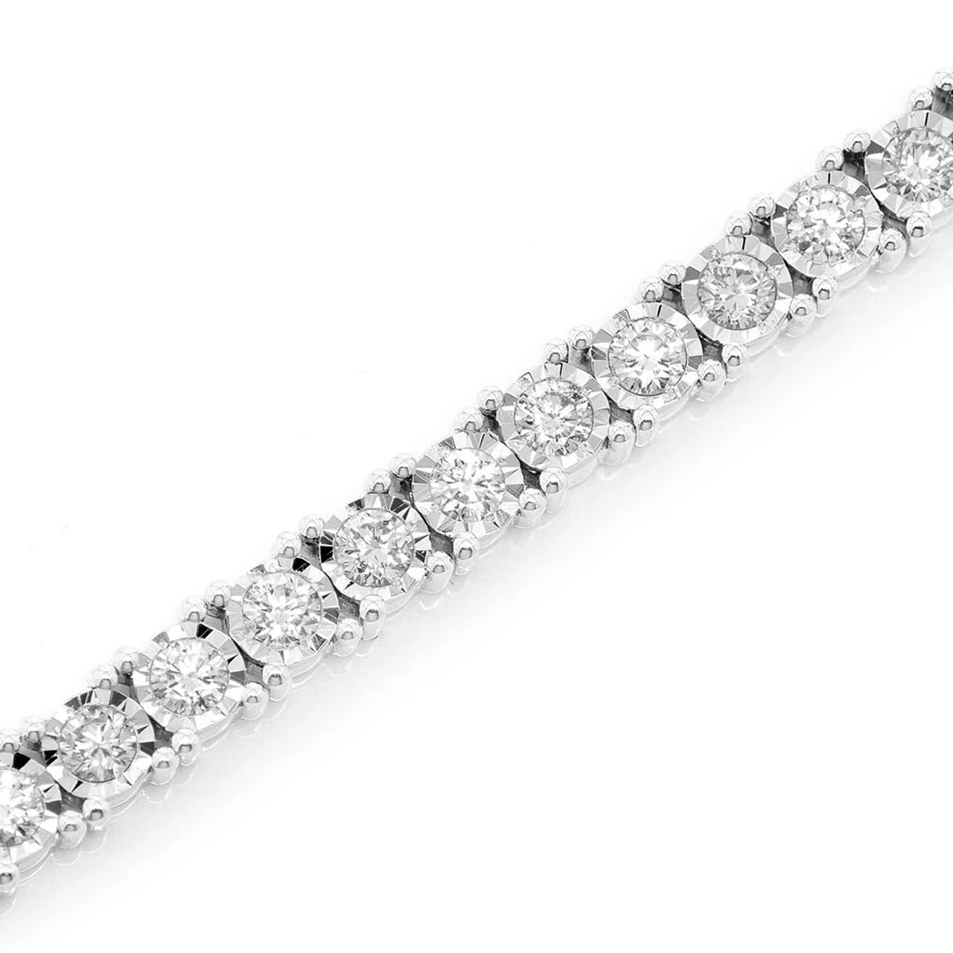 Miracle Diamond Tennis Bracelet in 14K white gold, 9pt / 4.50ctw, angled view