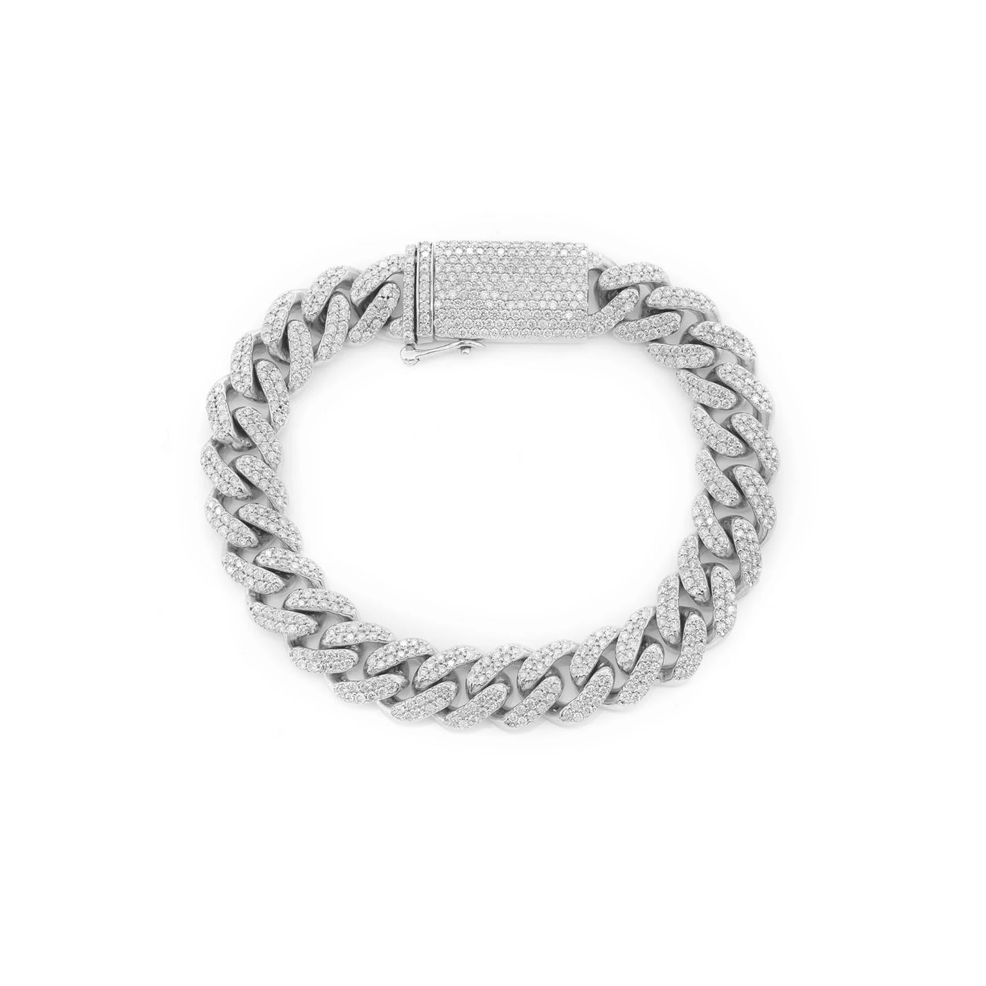 Miami Cuban Diamond Bracelet in 14K white gold, 10mm /5.00ctw width, front view