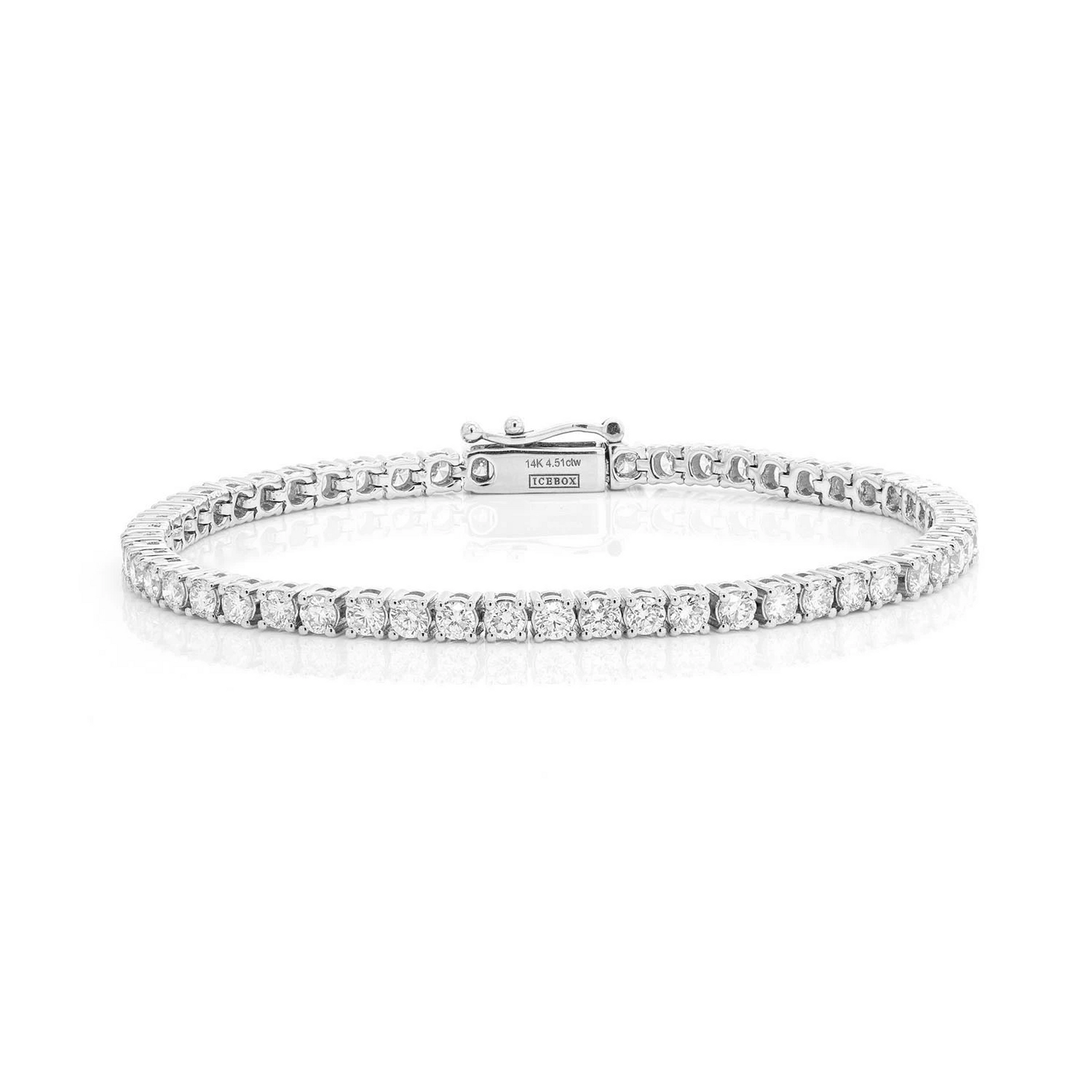 Prong Diamond Tennis Bracelet in 14K white gold, 10pt / 4.50ctw, front view