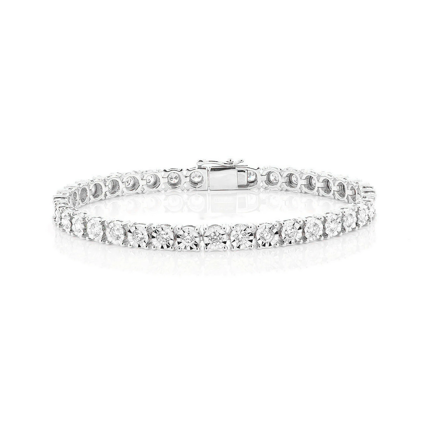 Miracle Diamond Tennis Bracelet in 14K white gold, 12pt / 4.15ctw, front view