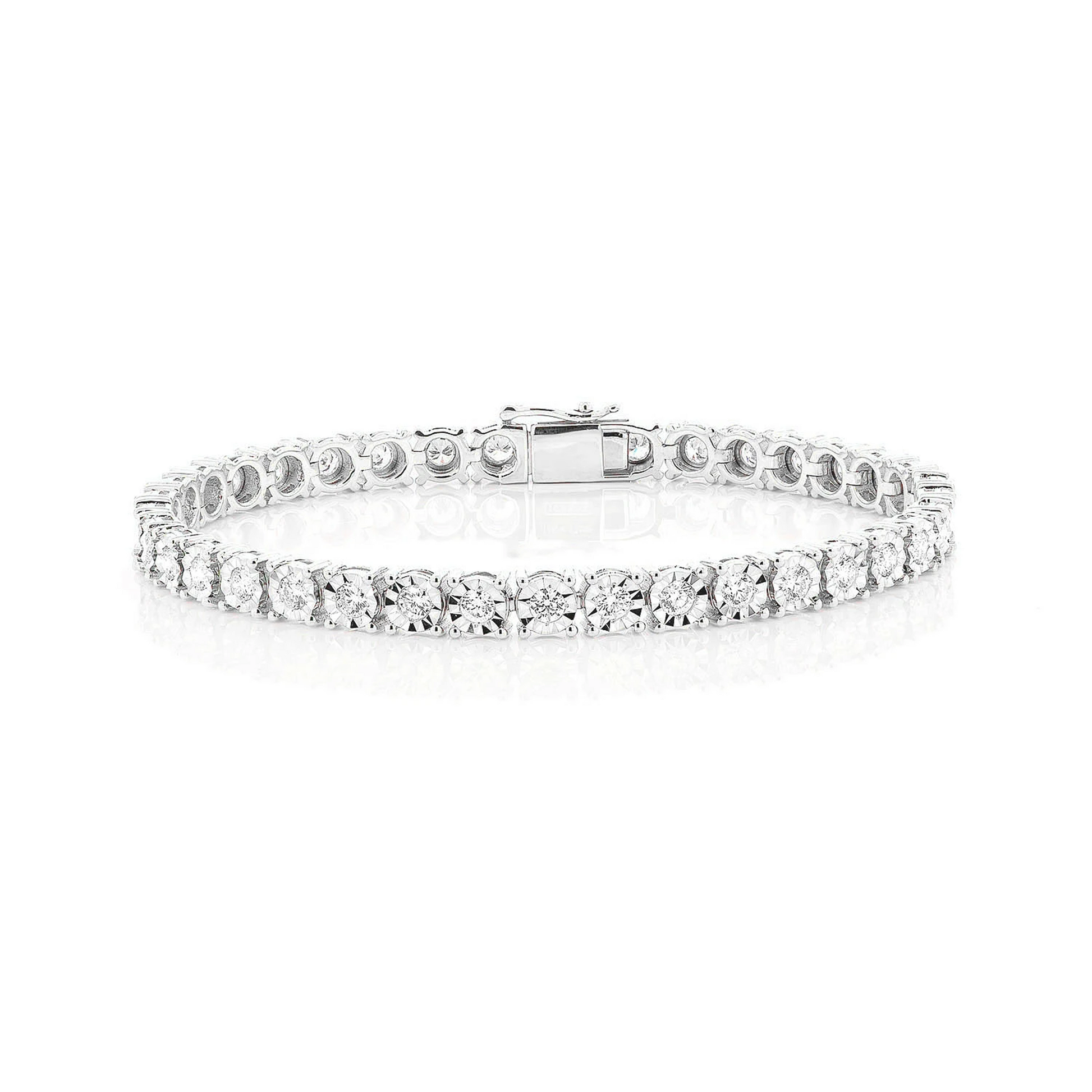 Miracle Diamond Tennis Bracelet in 14K white gold, 12pt / 4.15ctw, front view