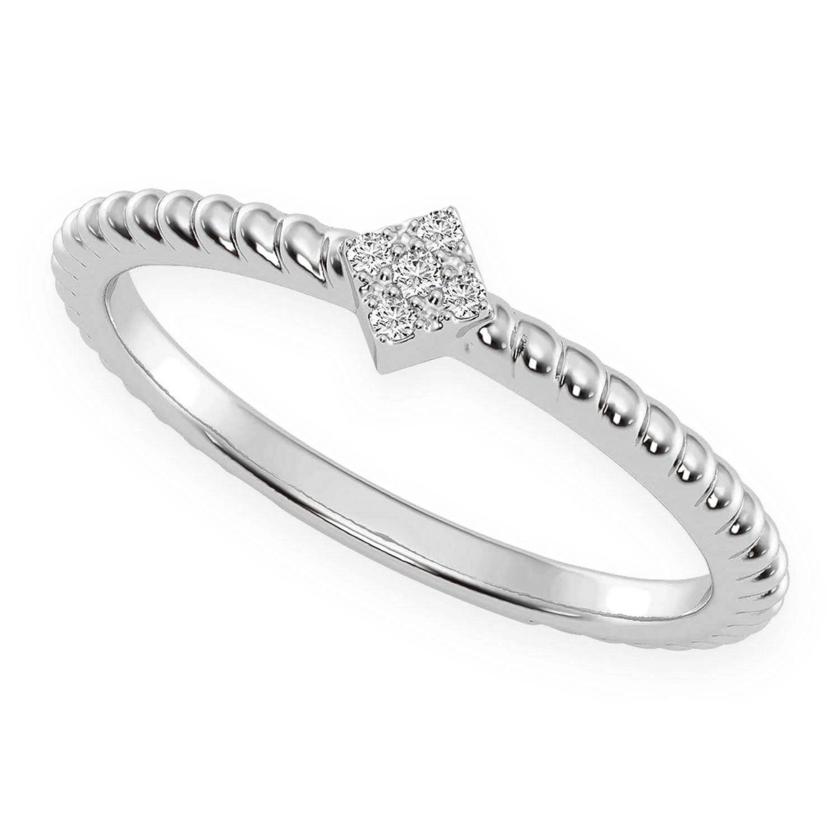 Five Stone Ring 14k in white gold, front view