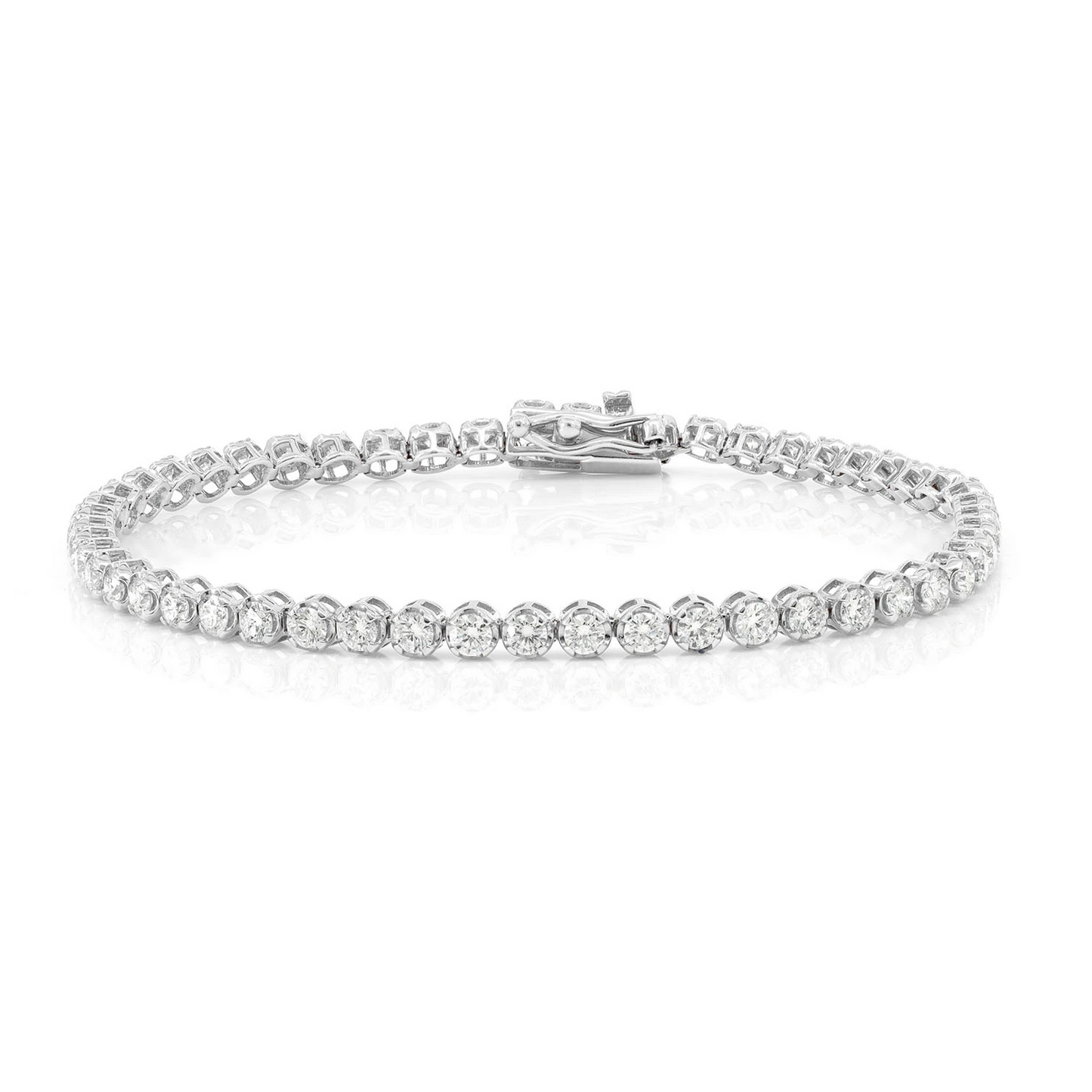 Crown Set Diamond Tennis Bracelet in 14K white gold, 10pt / 4.50ctw, front view