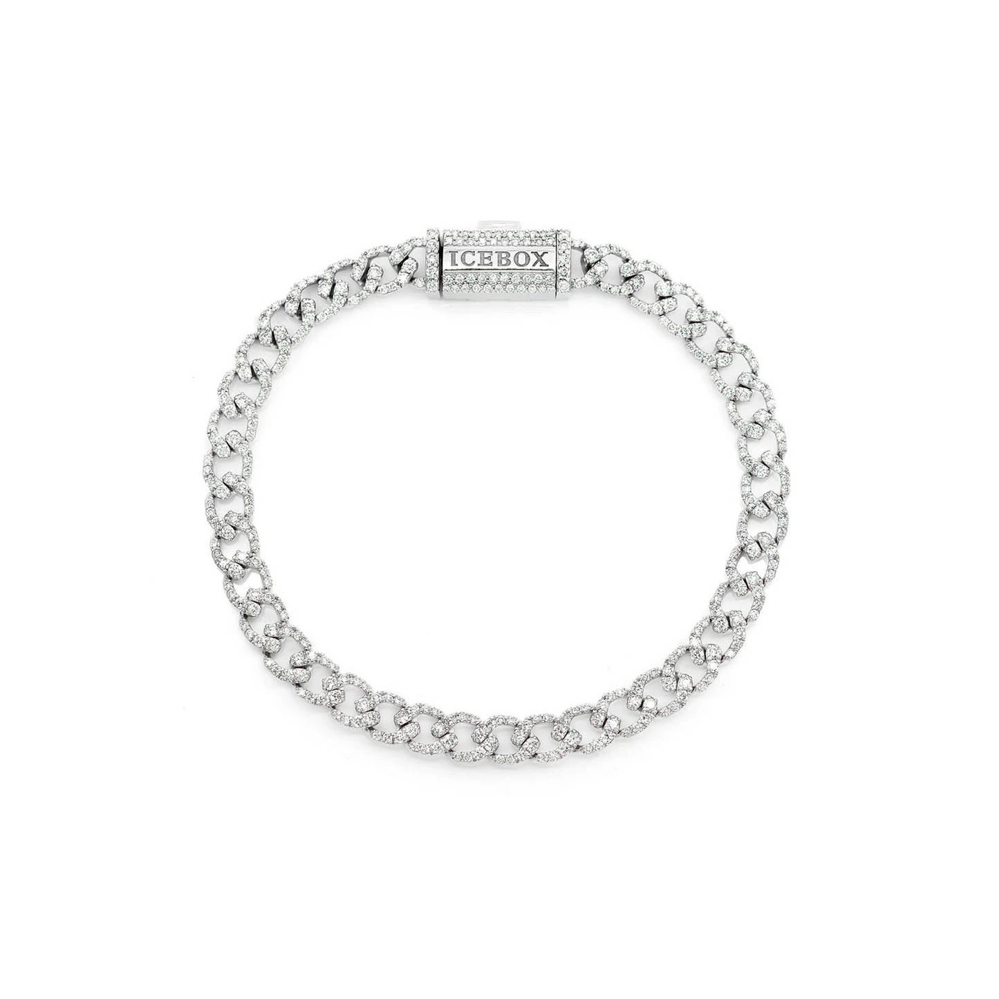 Elongated Cuban Diamond Bracelet in 14K white gold, 6mm / 3.75ctw width, front view