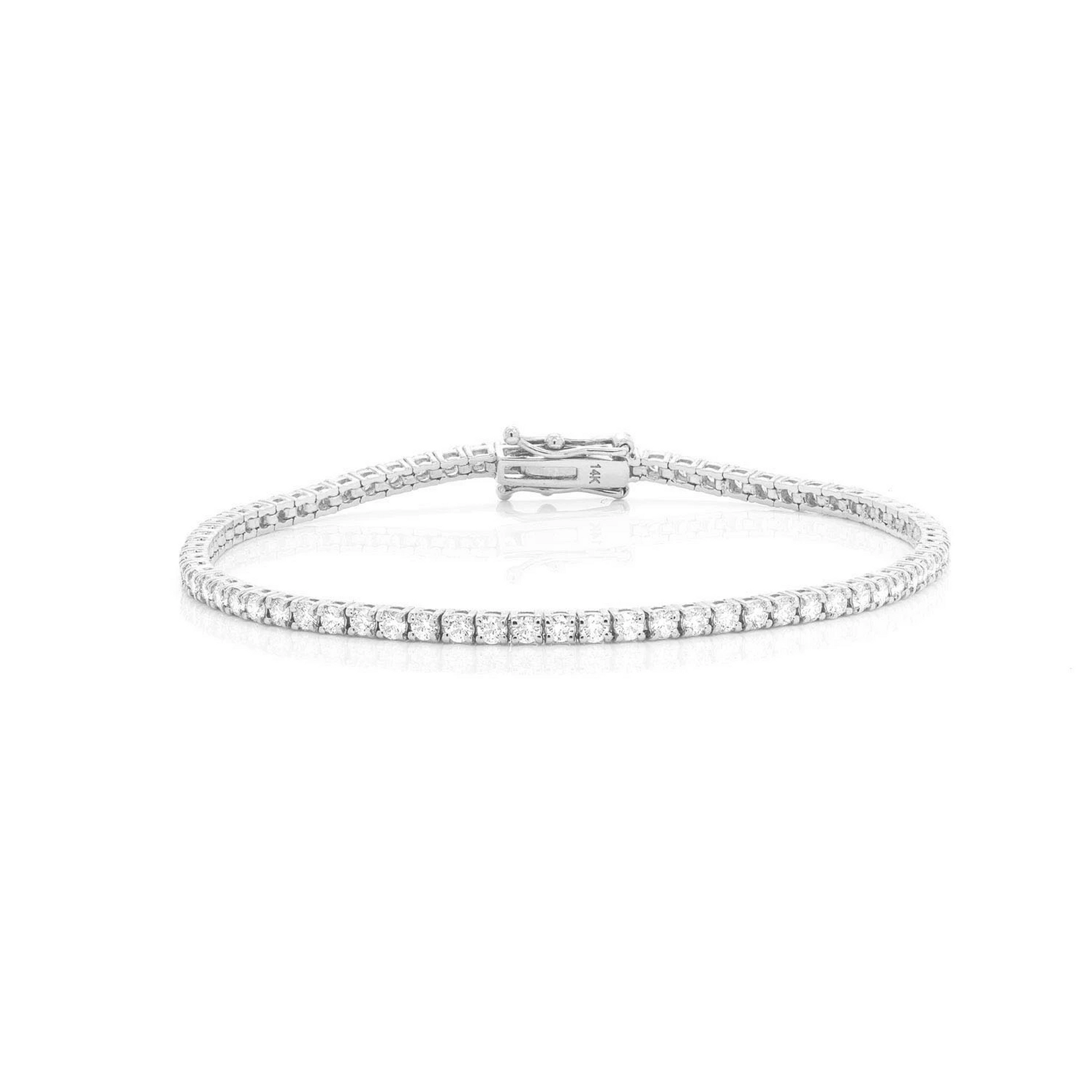 Prong Diamond Tennis Bracelet in 14K white gold, 4pt / 3.75ctw, front view