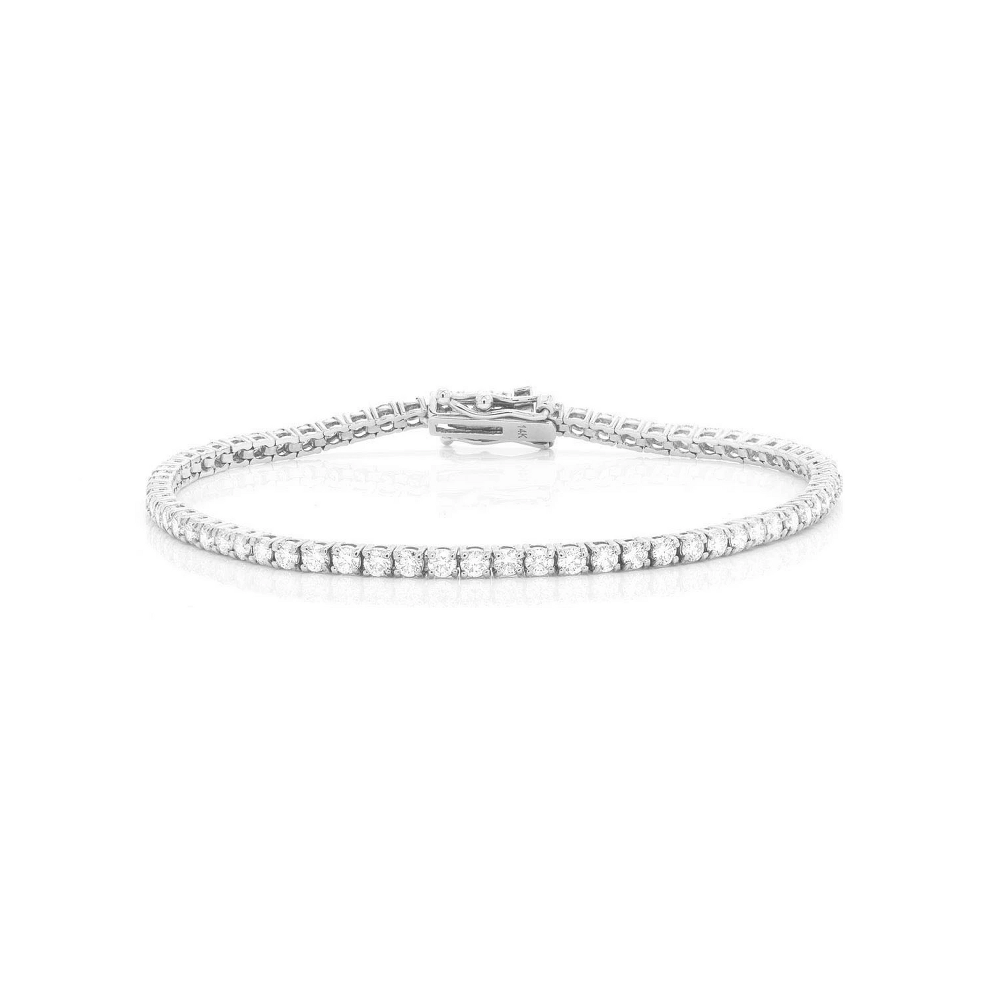 Prong Diamond Tennis Bracelet in 14K white gold, 5pt / 3.00ctw, front view