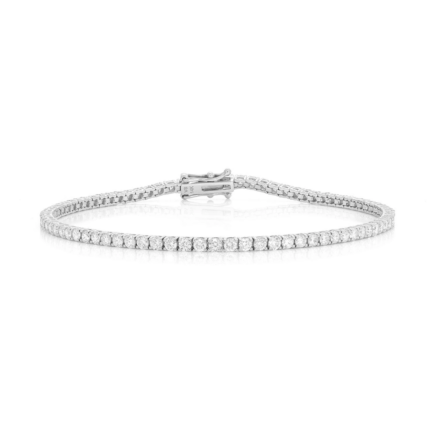 Prong Diamond Tennis Bracelet in 14K white gold, 6pt / 4.60ctw, front view
