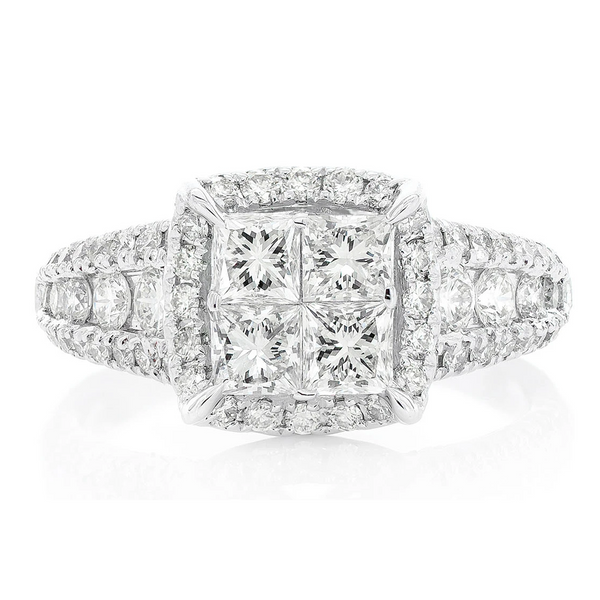 Quad Halo Diamond Ring