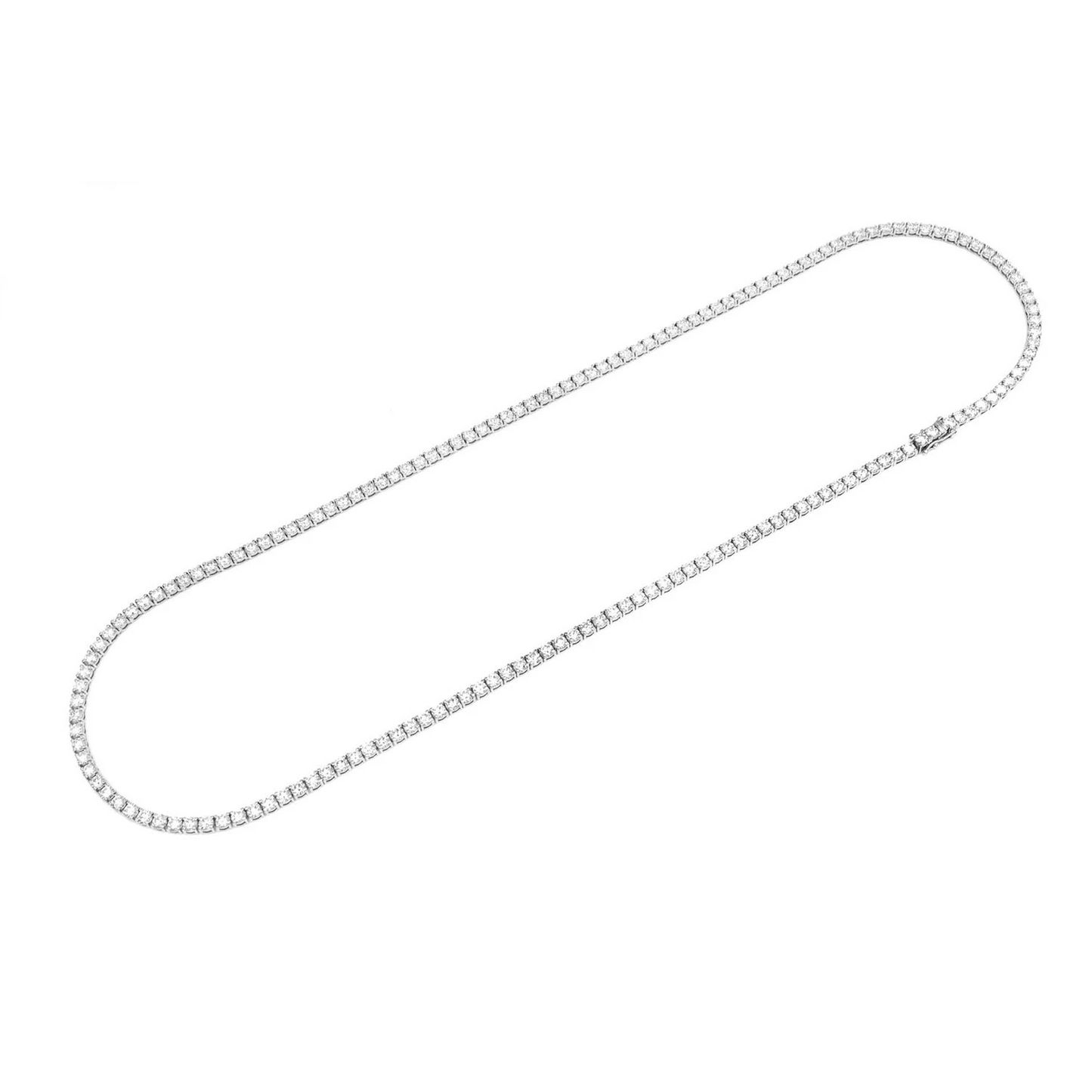 Prong Diamond Tennis Necklace in 14K white gold, 15pt / 22.00ctw, detail view