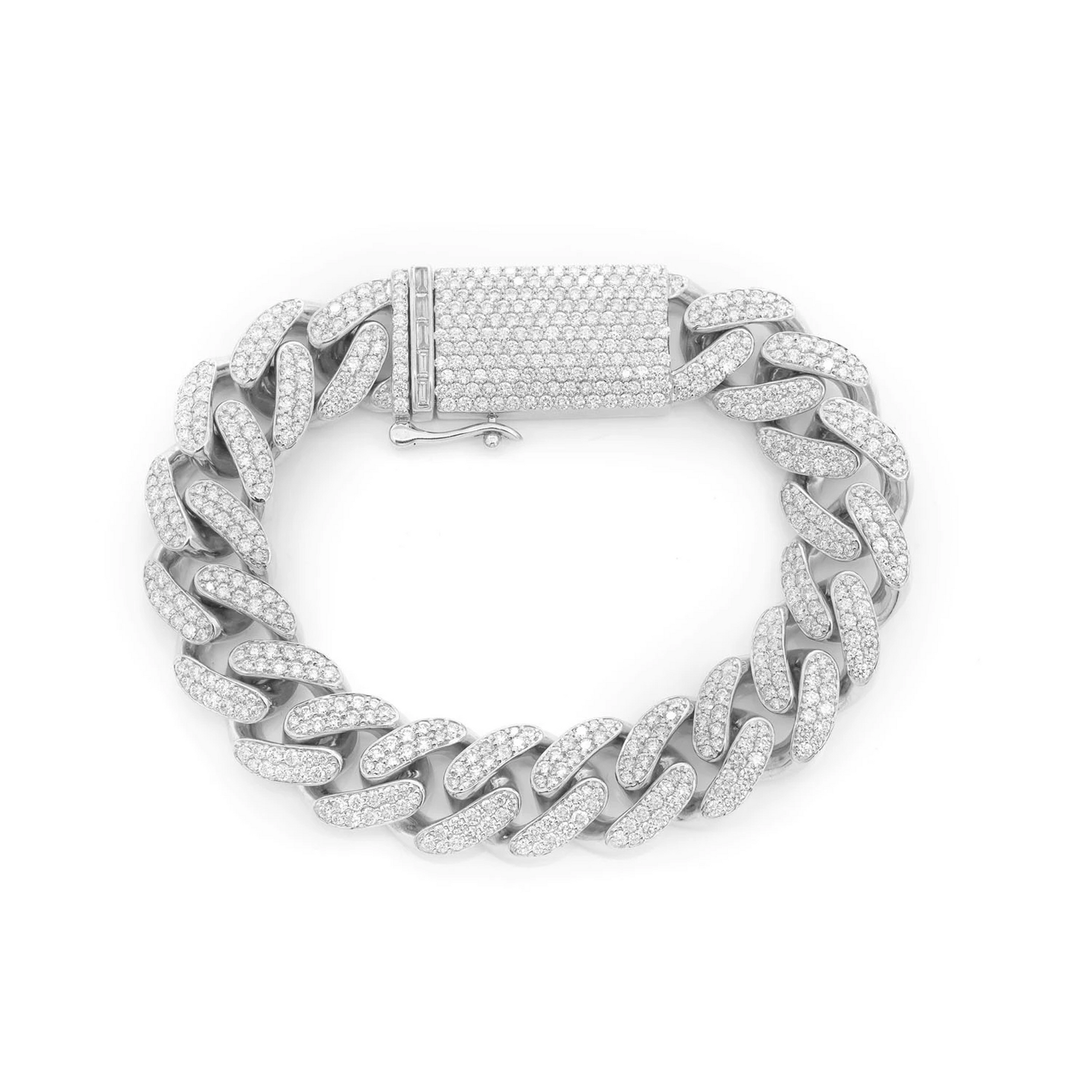 Miami Cuban Diamond Bracelet in 14K white gold, 16mm / 12.25ctw width, front view