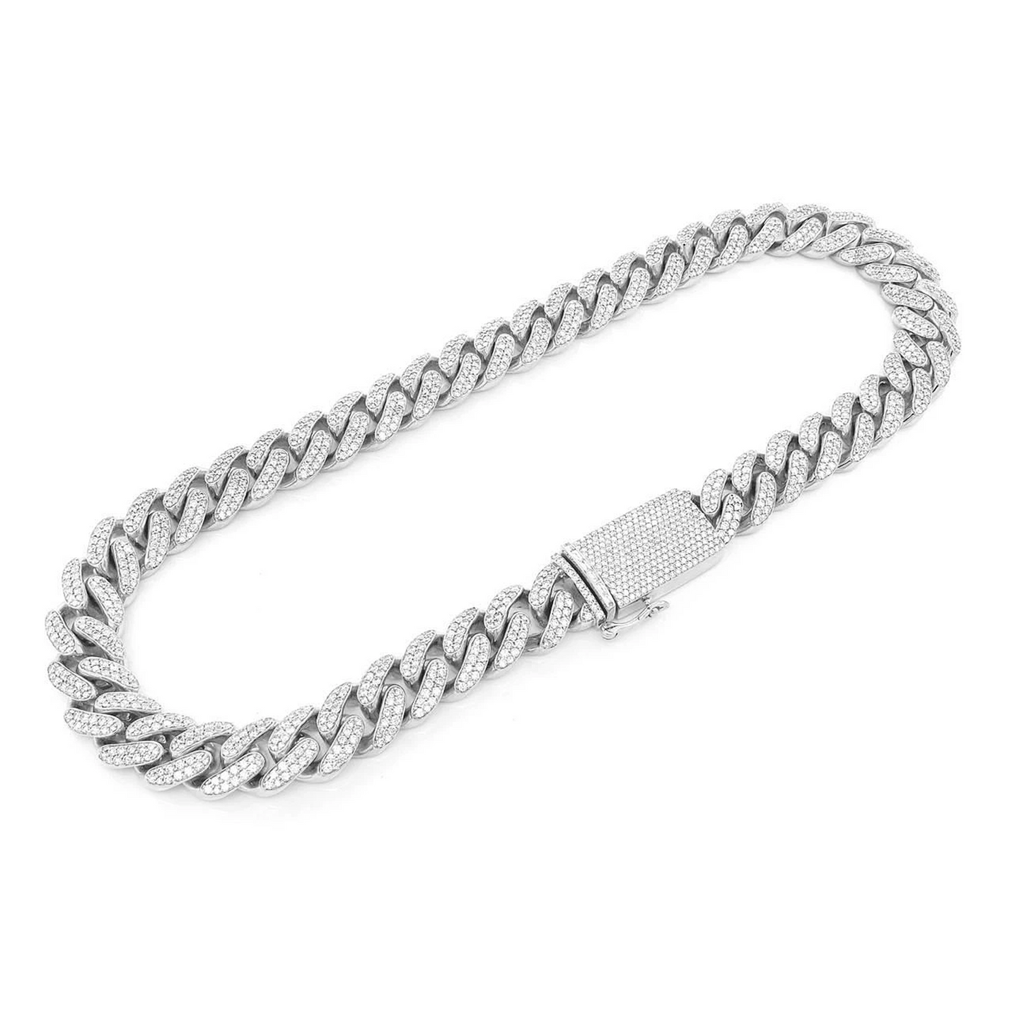 Iced Miami Cuban Necklace in 14K white gold, 18mm / 37ctw width, alternate view