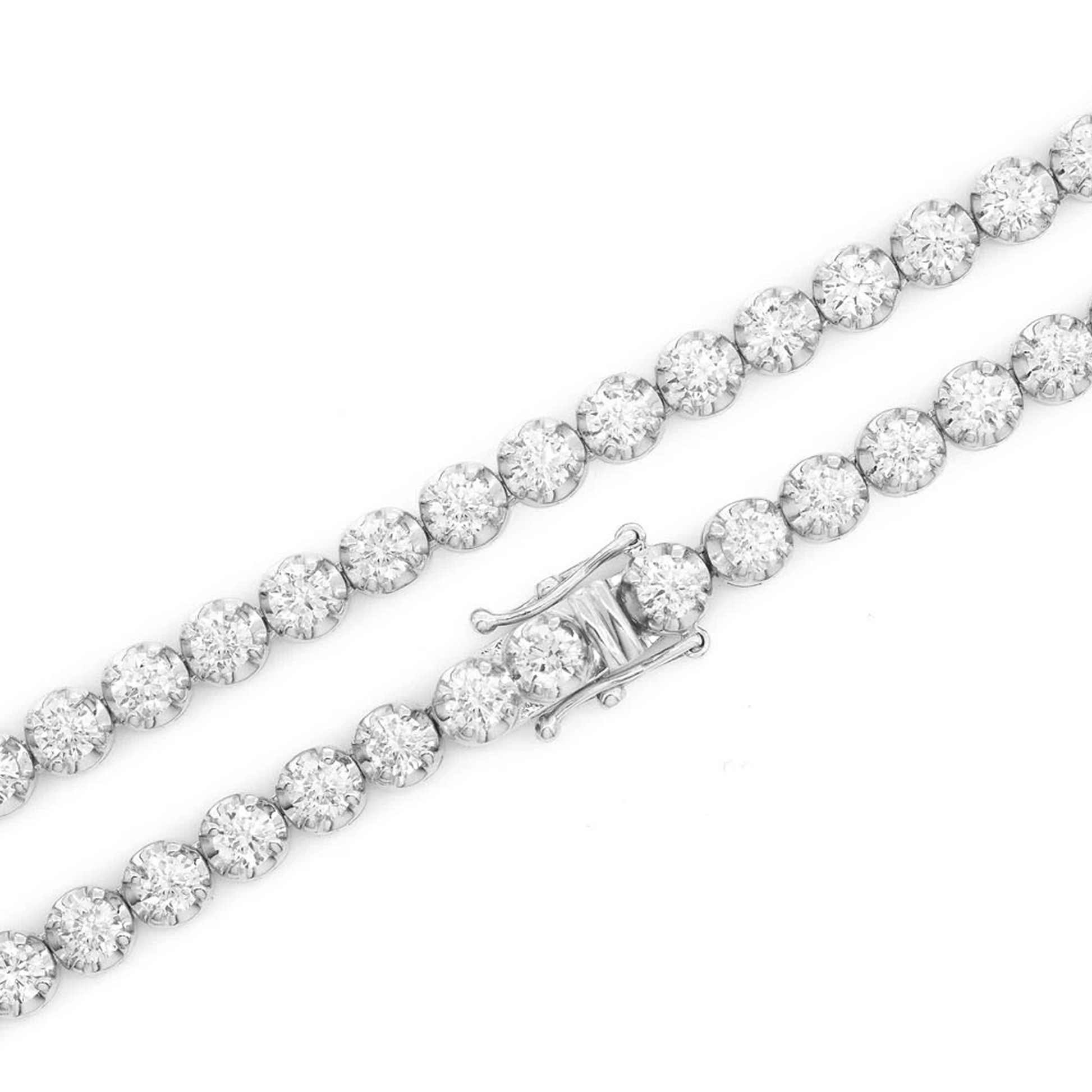 Crown Diamond Tennis Necklace in 14K white gold, 12pt / 14.00ctw, angled view