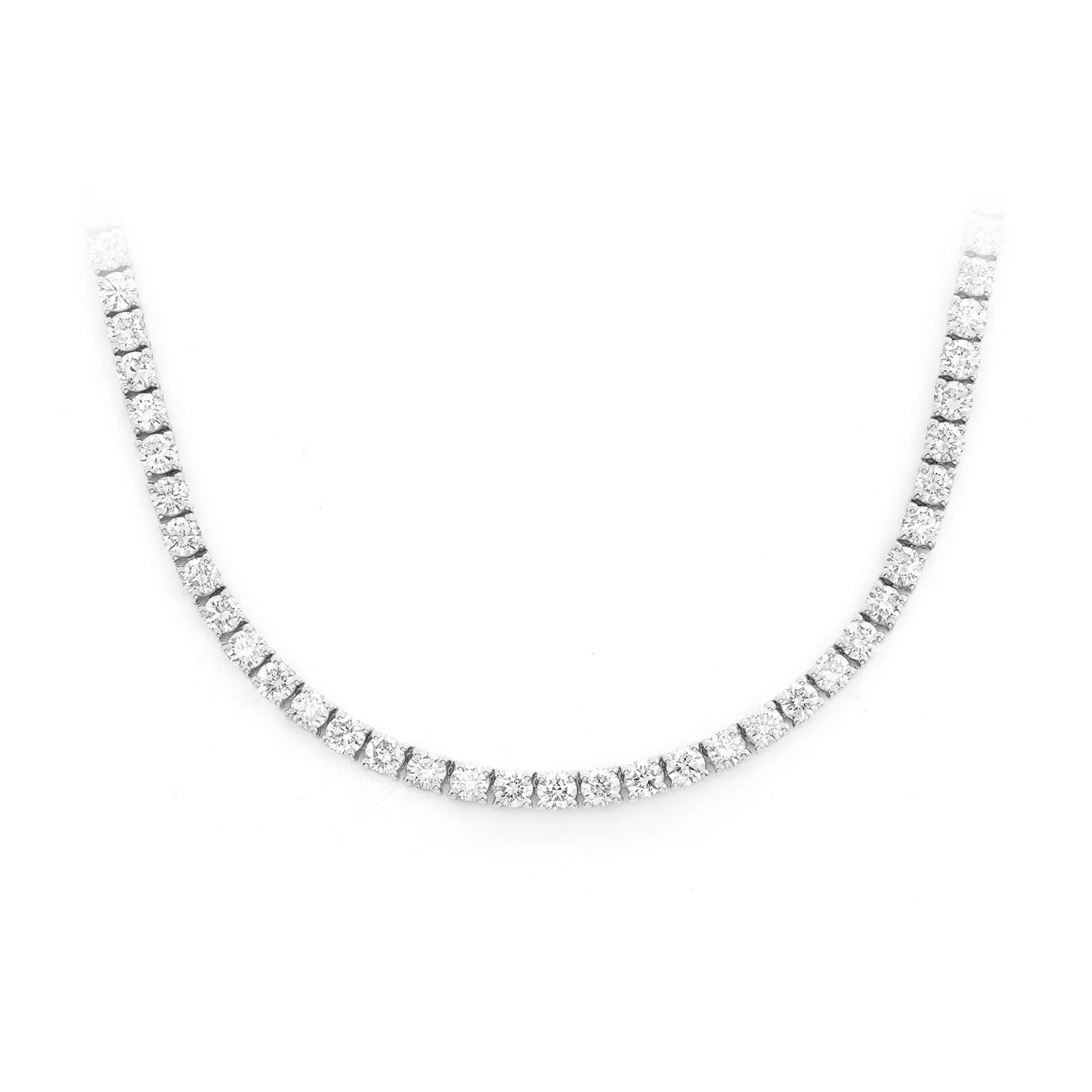 Prong Diamond Tennis Necklace in 14K white gold, 5pt / 11.00ctw, front view