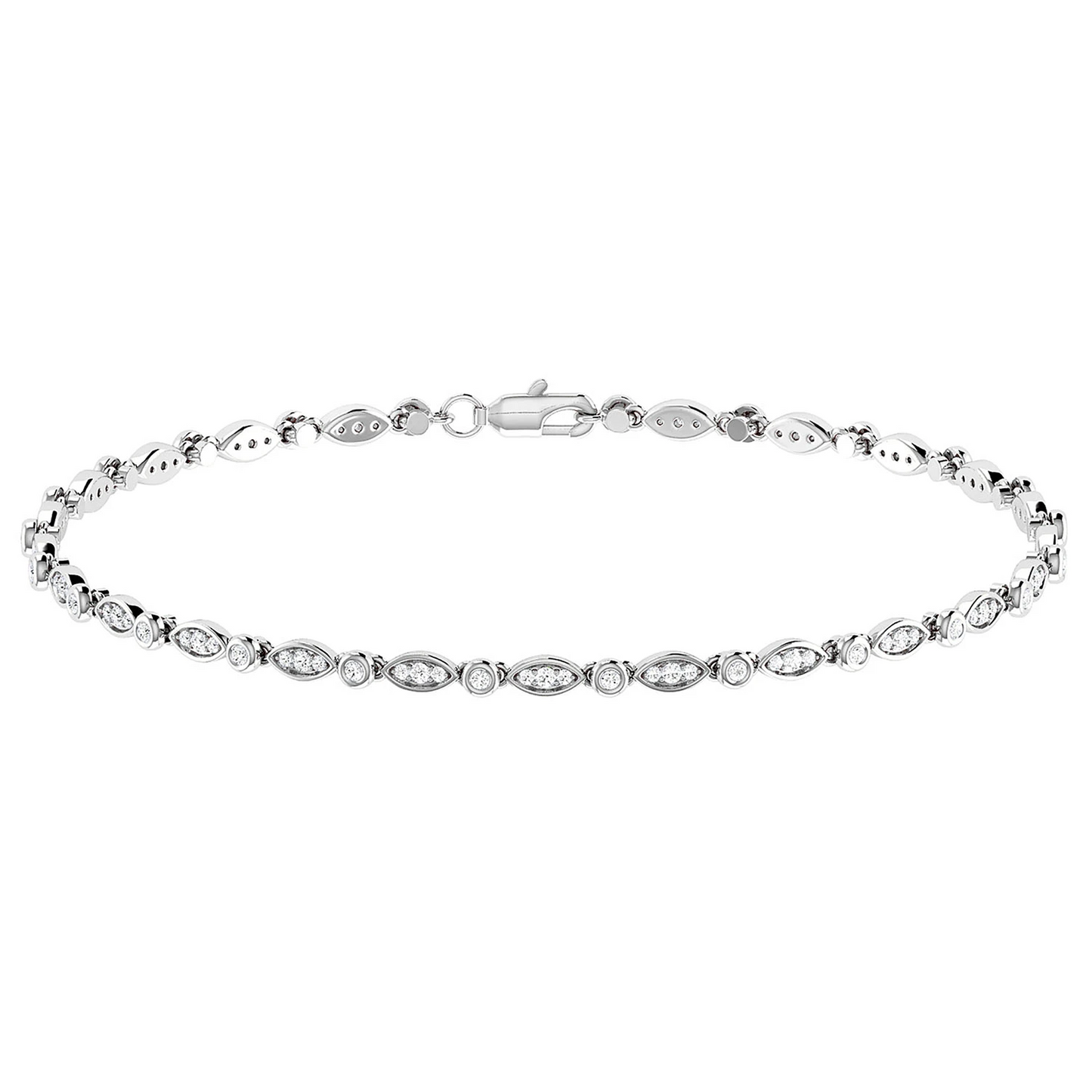 Geometric Bezel Diamond Bracelet in 14K white gold, front view