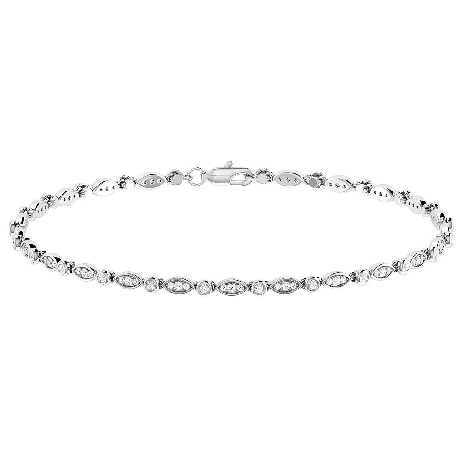 Geometric Bezel Diamond Bracelet in 14K white gold, front view