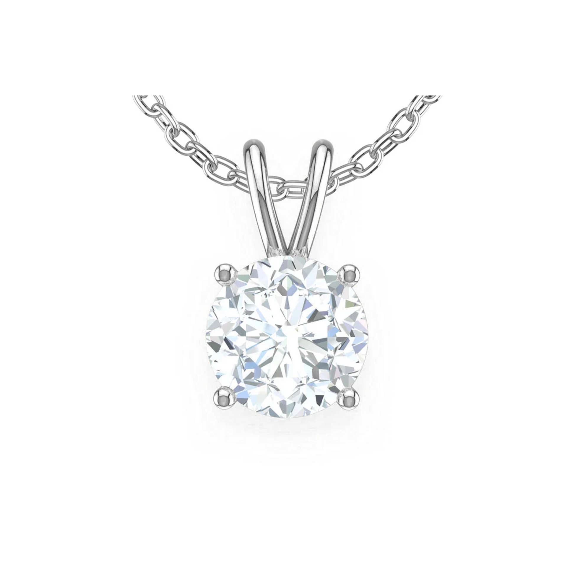 Round Solitaire Diamond Pendant in 14K white gold, Entry | 0.10ctw, front view