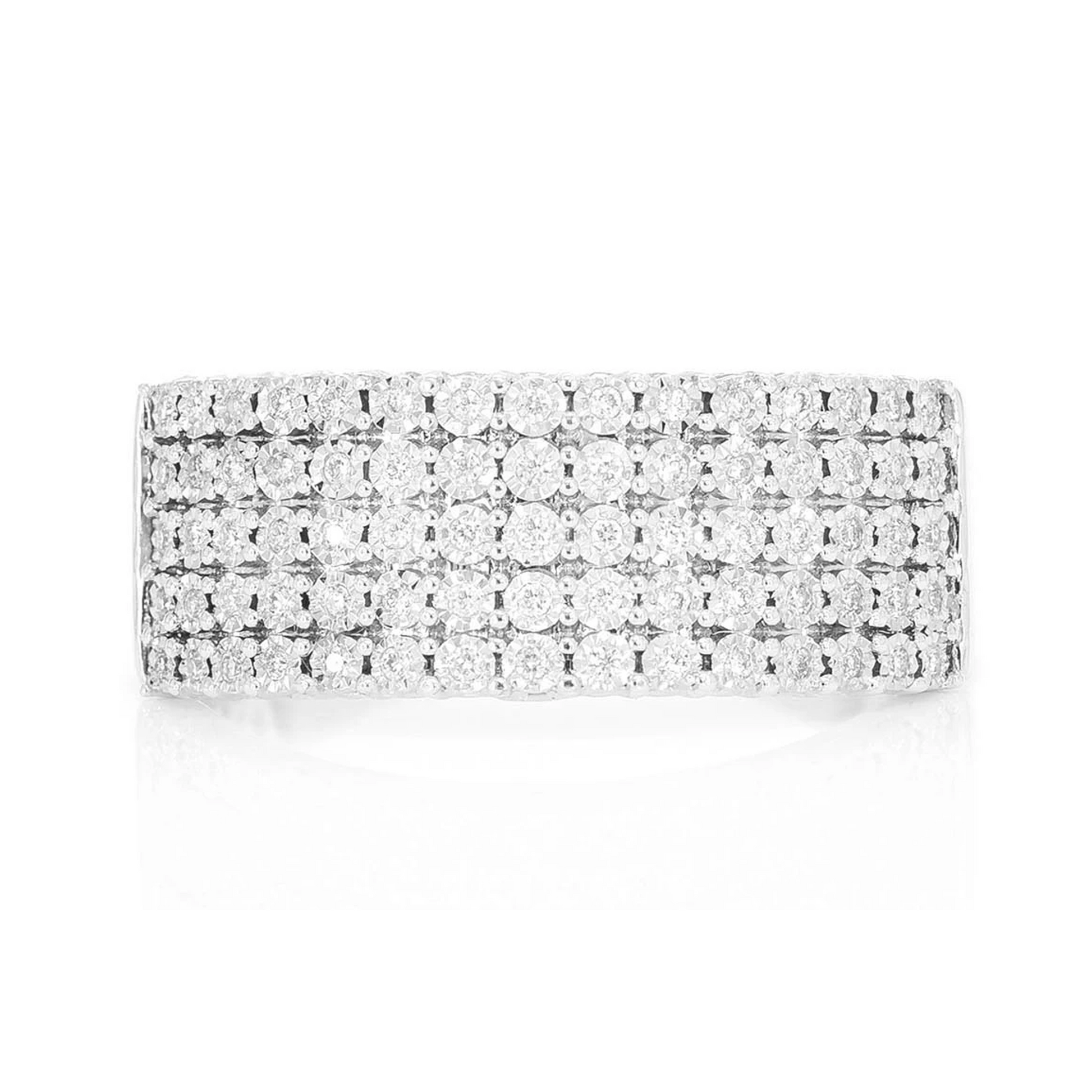 Five Row Miracle Diamond Ring in 14K white gold, front view