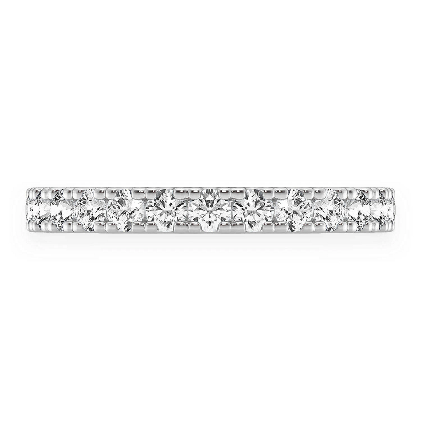 Signature Single Row Band Ring in 14K white gold, angled view