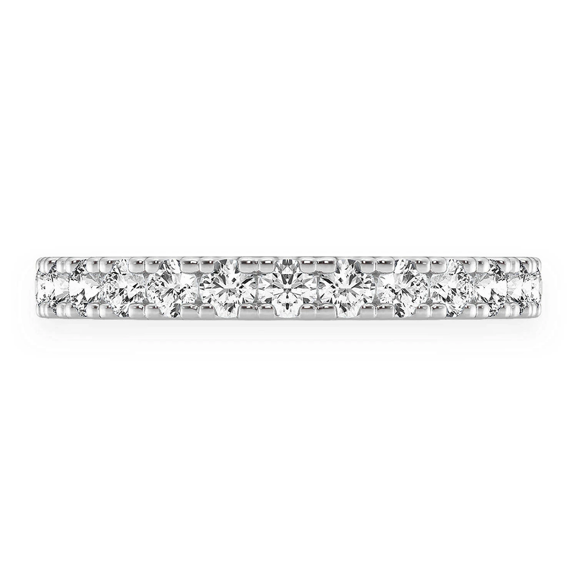 Signature Single Row Band Ring in 14K white gold, angled view