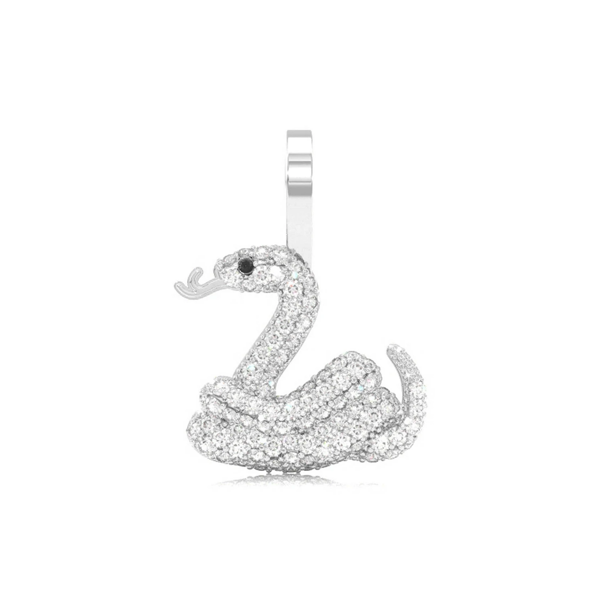 Snake Emoji Diamond Pendant in 14K white gold, front view