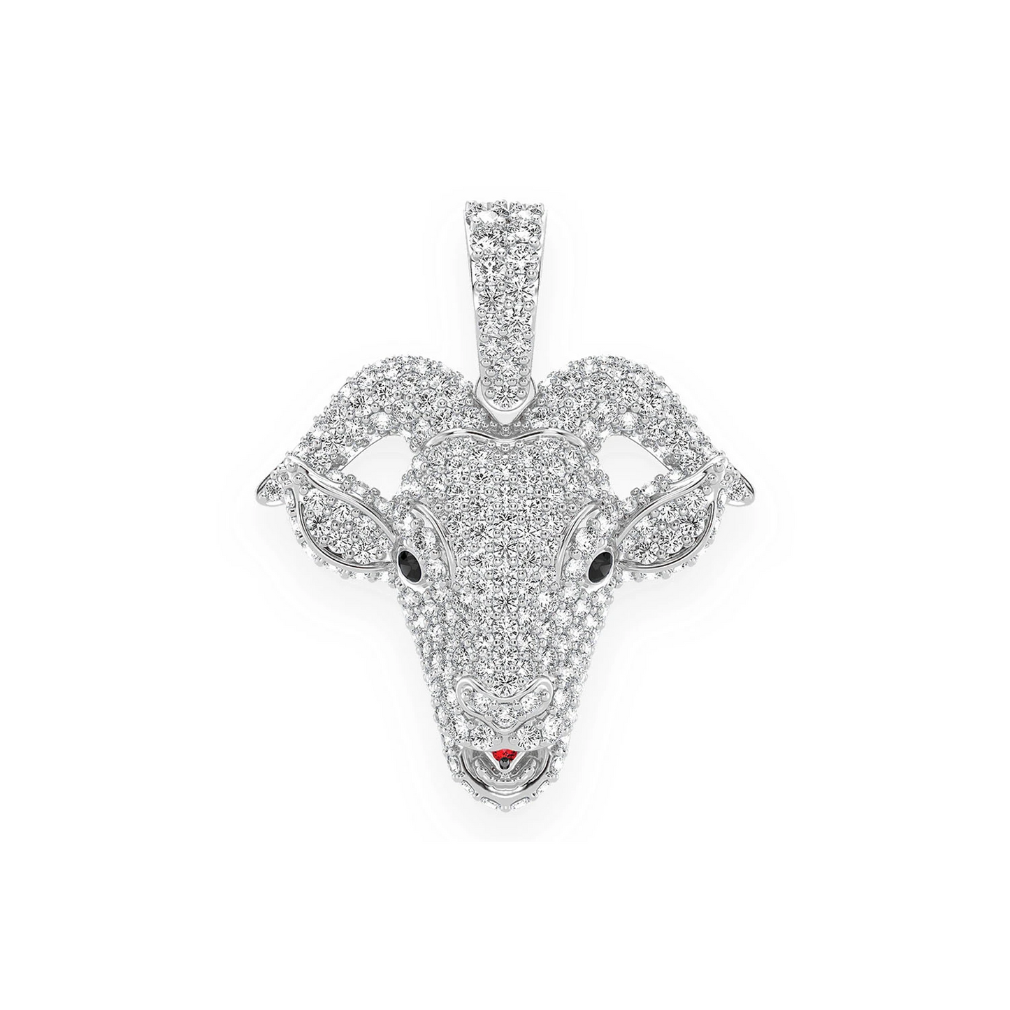 Goat Head Diamond Pendant in 14K white gold, Large | 2.50ctw, front view