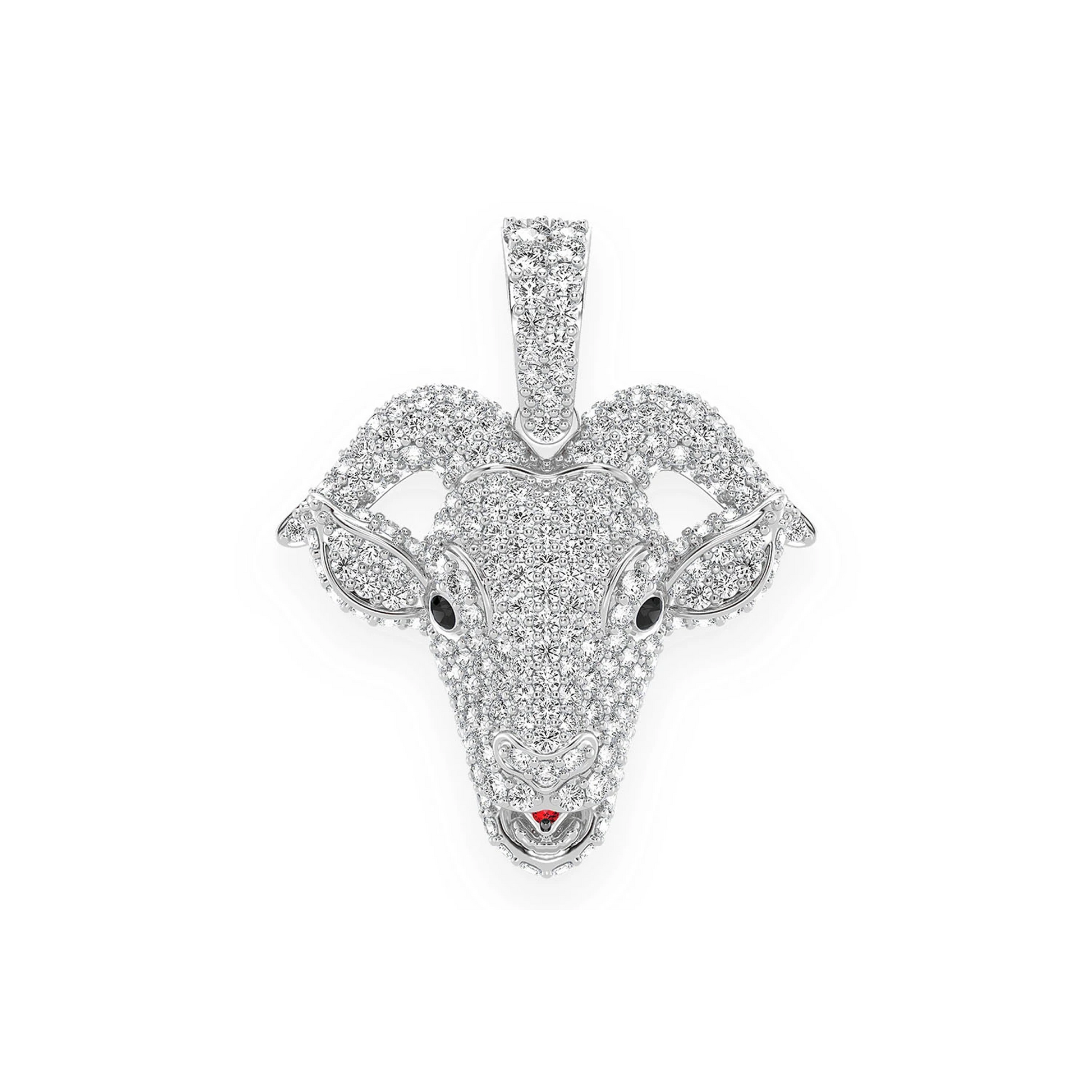 Goat Head Diamond Pendant in 14K white gold, Large | 2.50ctw, front view