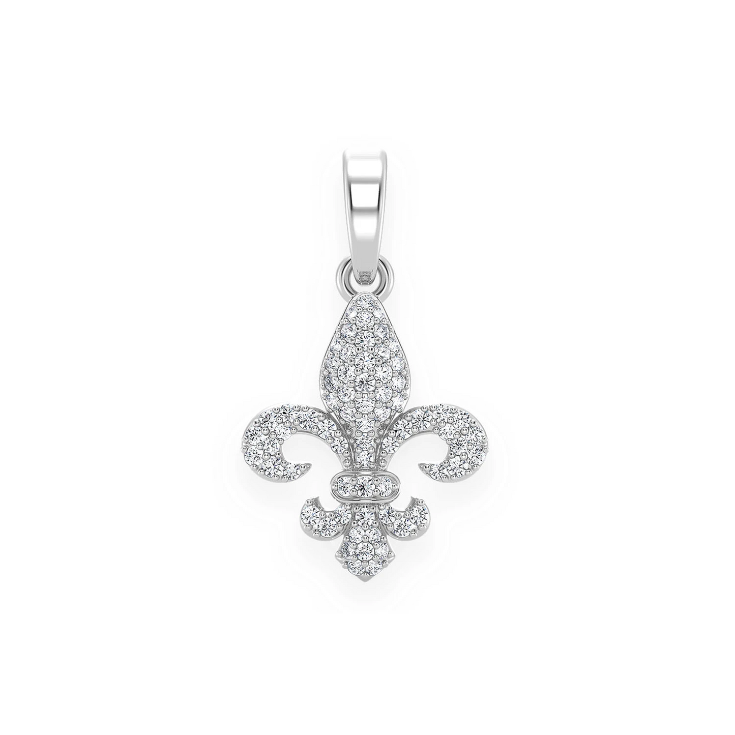 Fleur-De-Lis Diamond Pendant in 14K white gold, front view
