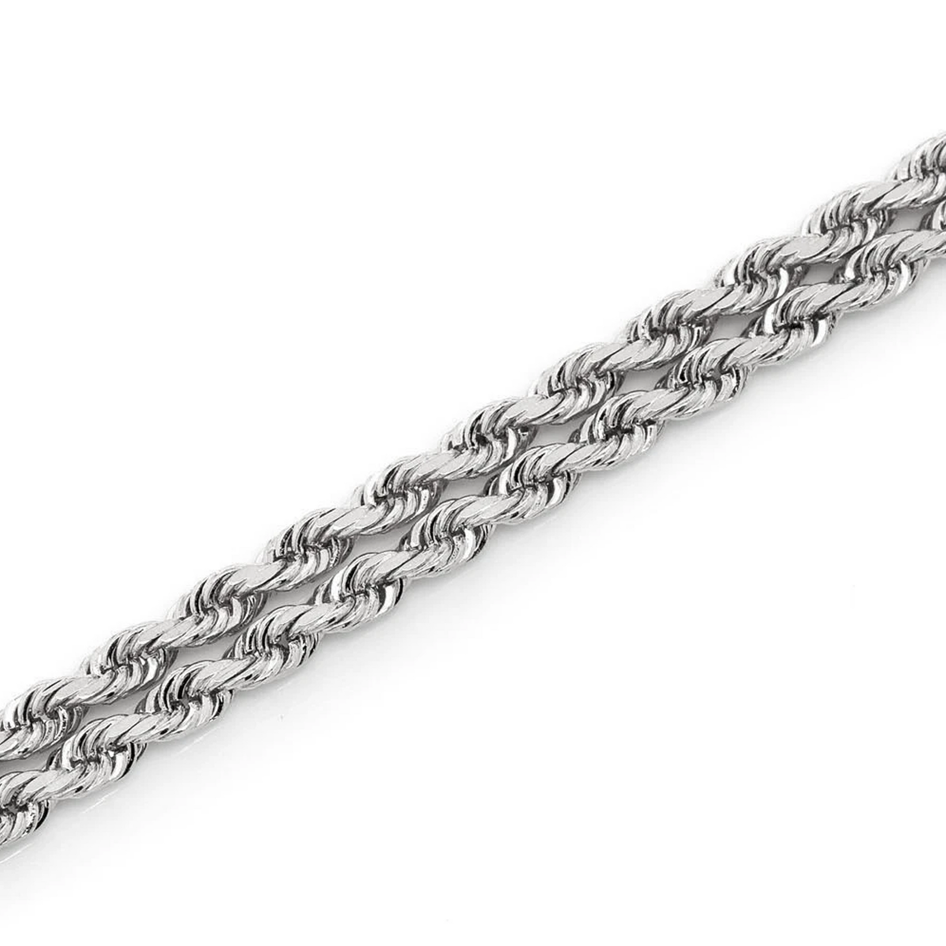 Rope Gold Chain in 14K white gold, 2mm width, detail view