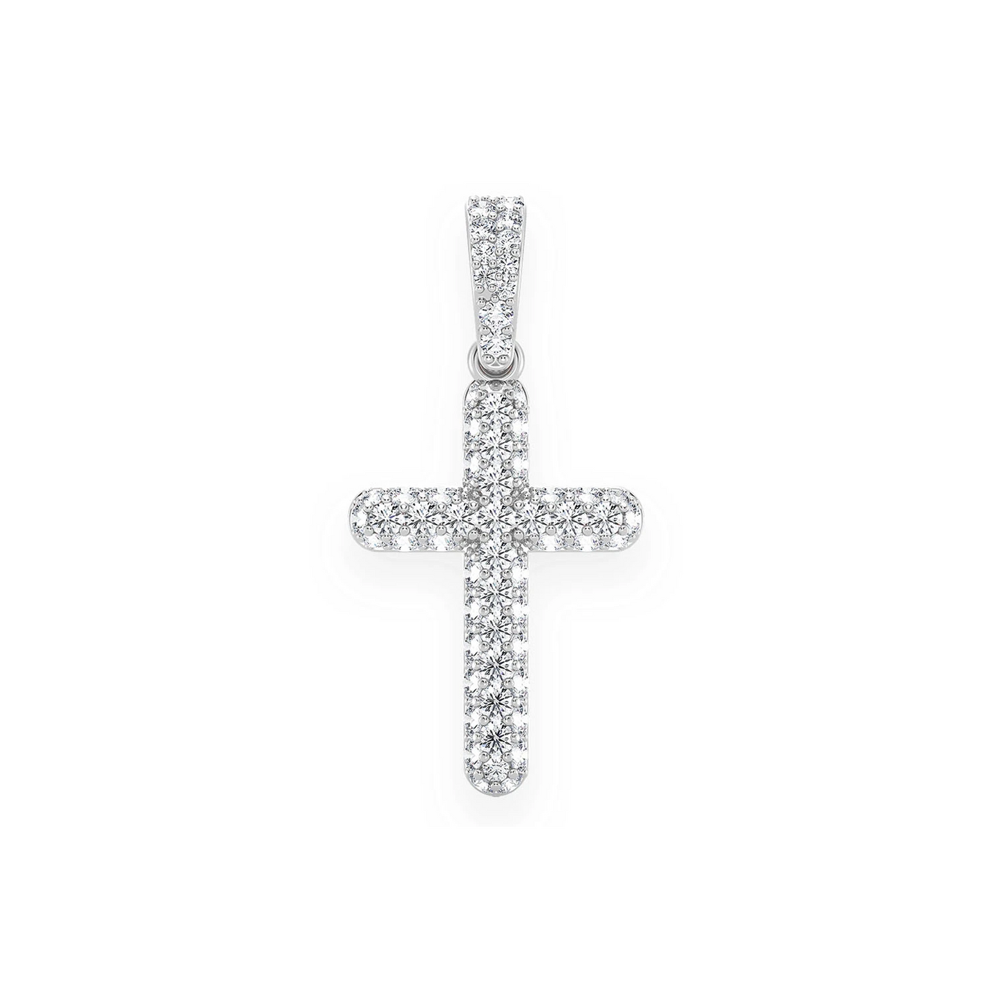 Bubbly Diamond Cross Pendant in 14K white gold, Entry | 0.50ctw, front view