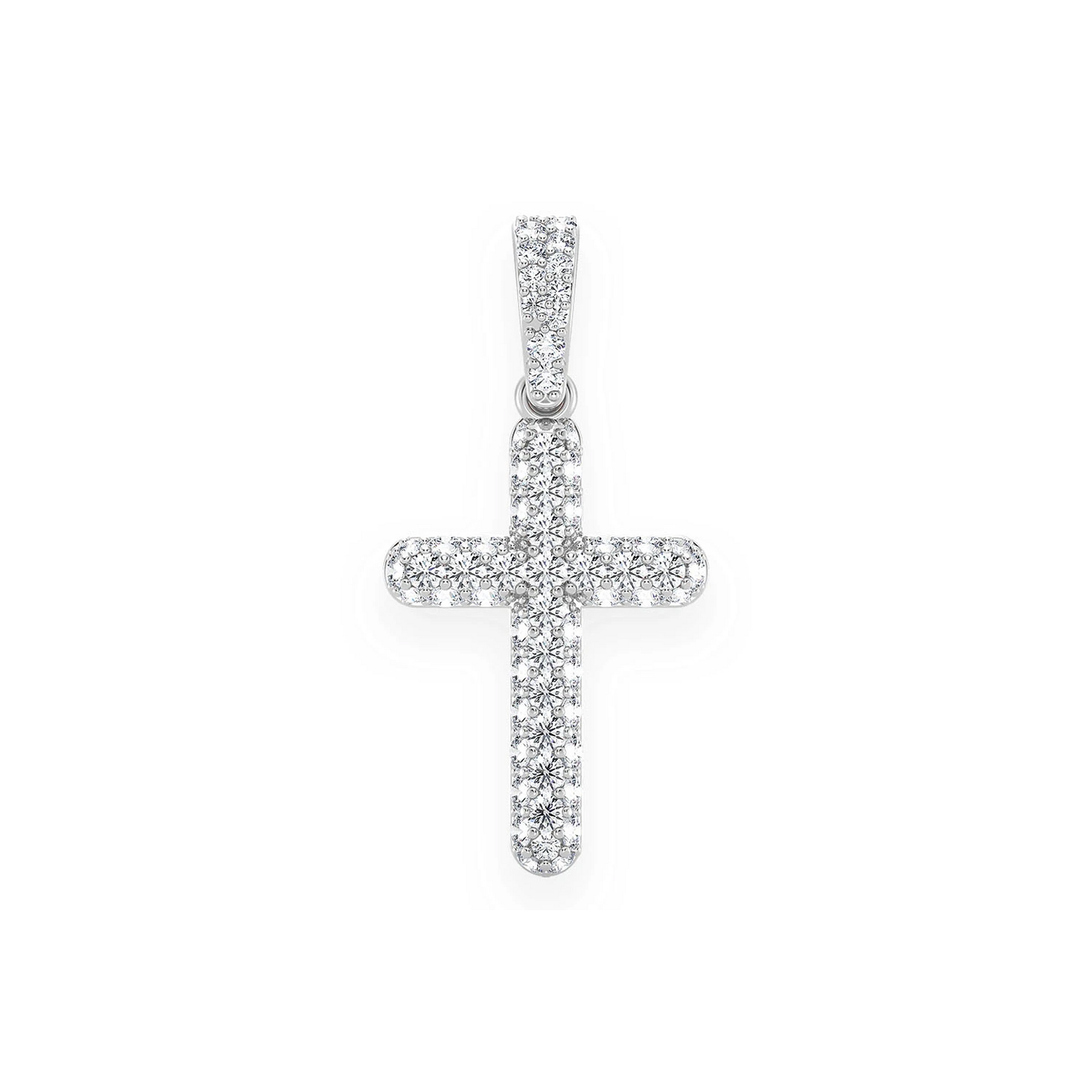 Bubbly Diamond Cross Pendant in 14K white gold, Entry | 0.50ctw, front view