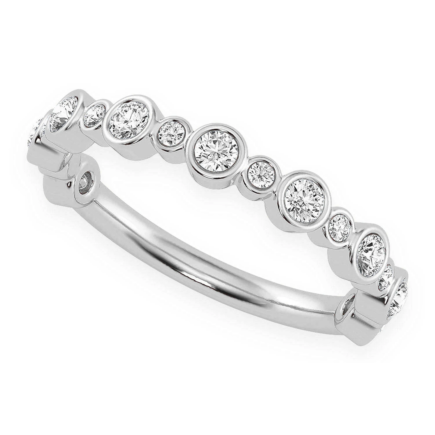 Bezel Set Band Ring in 14K white gold, detail view