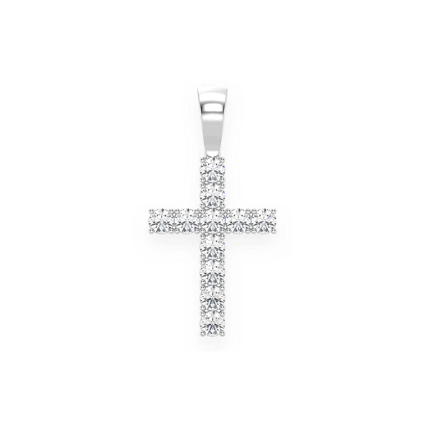 Signature Diamond Cross in 14K white gold, Large / 1.00ctw, front view