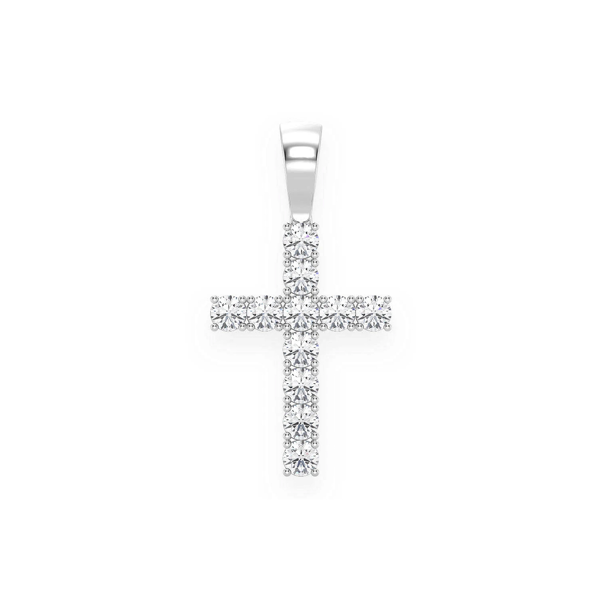Signature Diamond Cross in 14K white gold, Large / 1.00ctw, front view