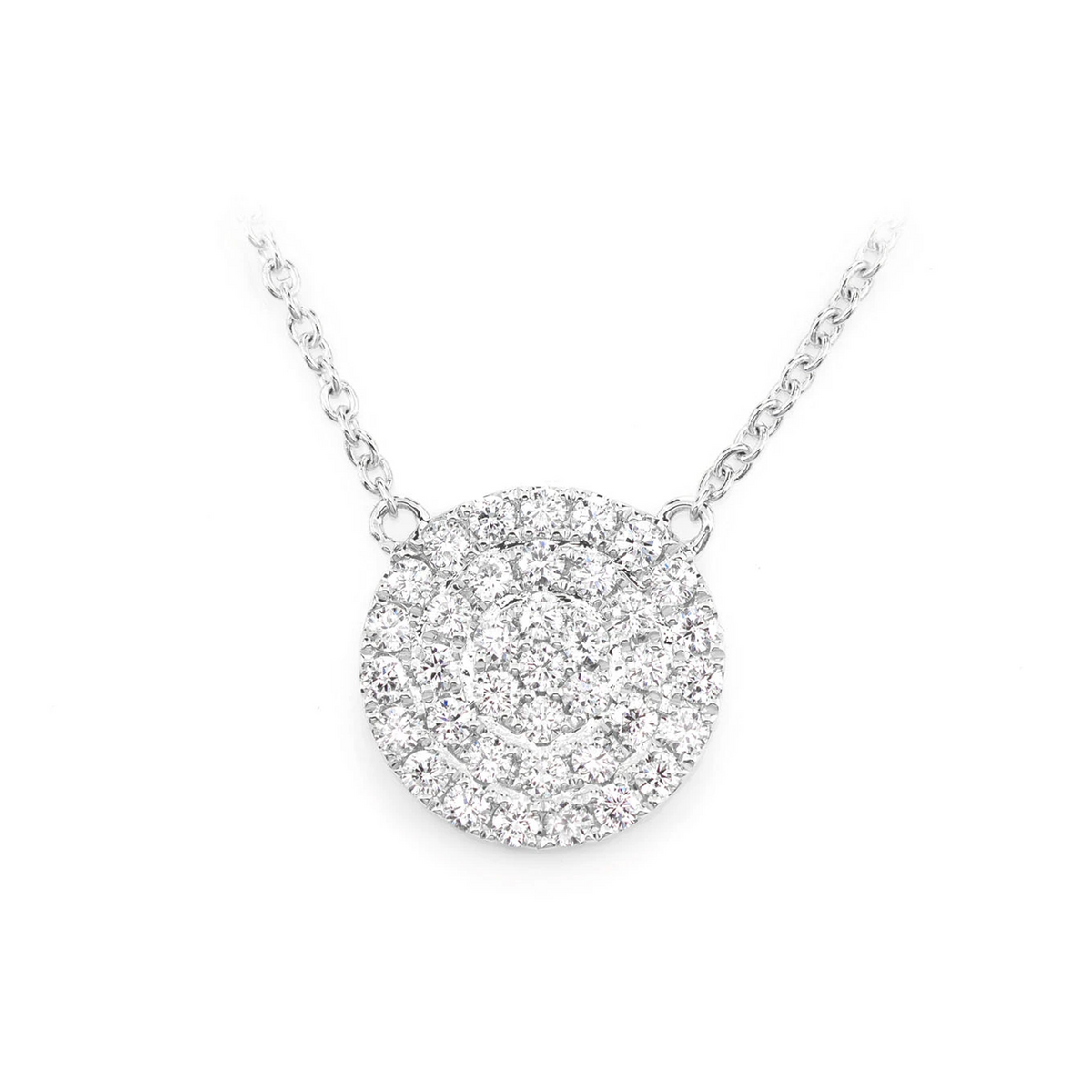 Round Double Halo Cluster Diamond Necklace