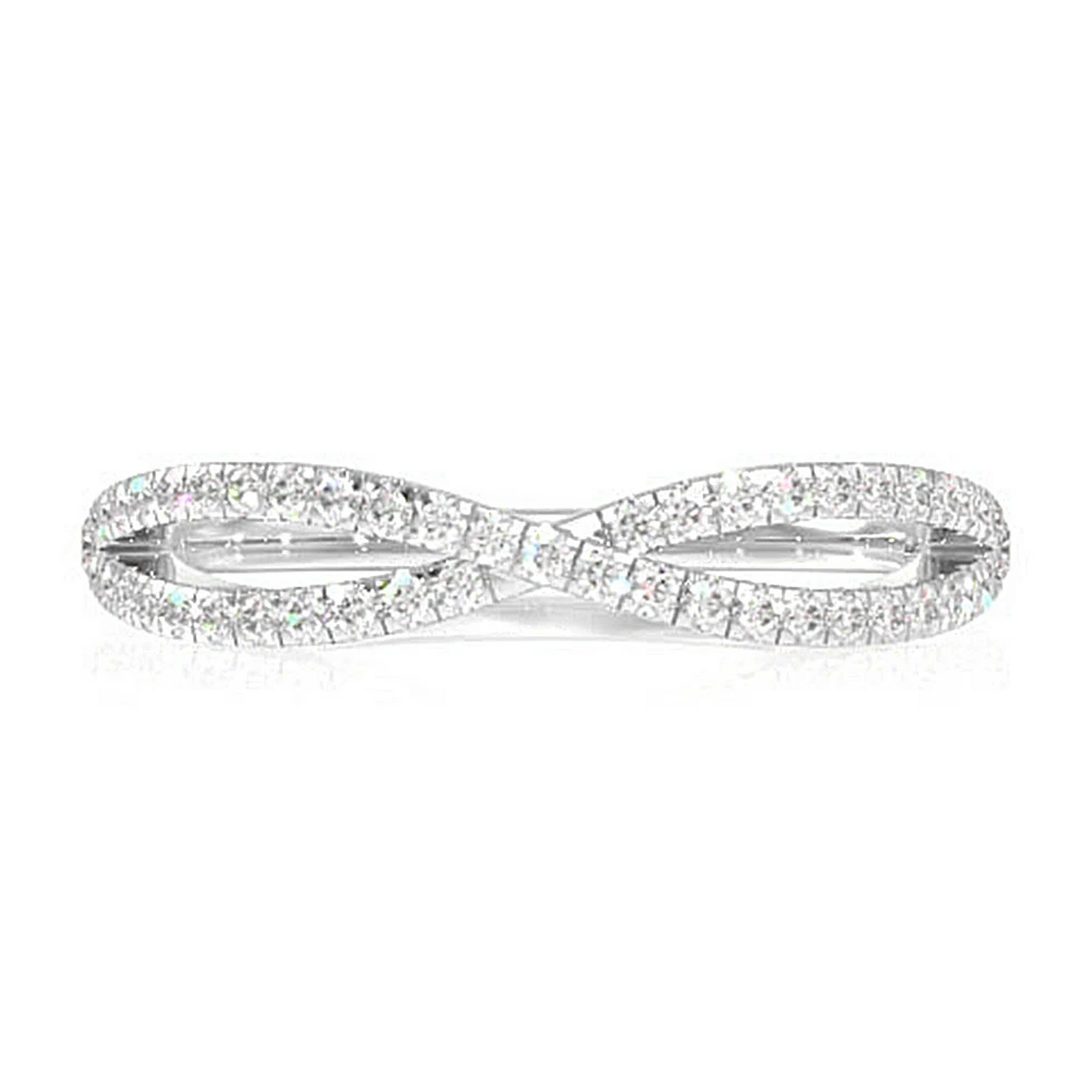 Infinity Crossover Ring in 14K white gold, front view