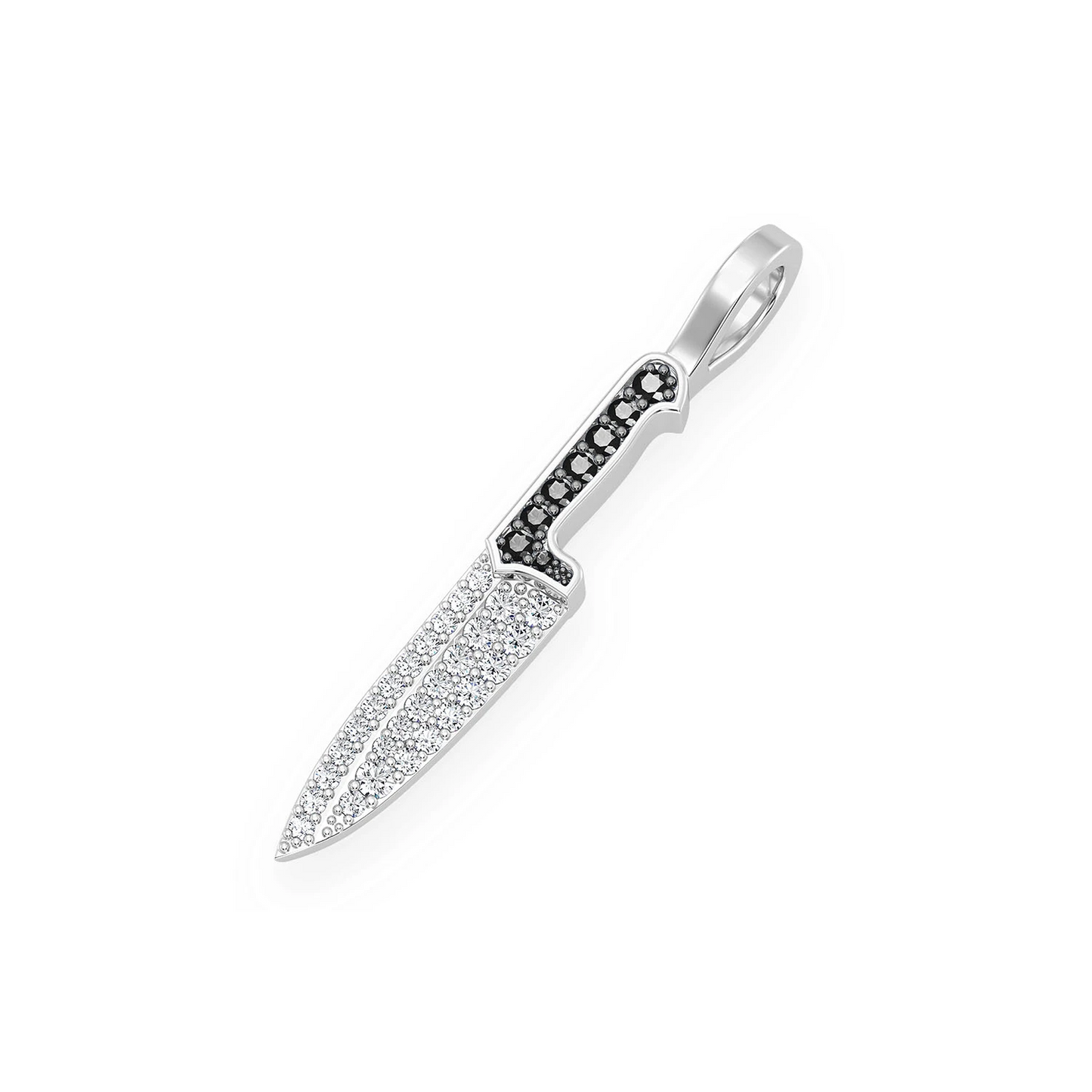 Chef Knife Diamond Pendant in 14K white gold, 0.25ctw, angled view