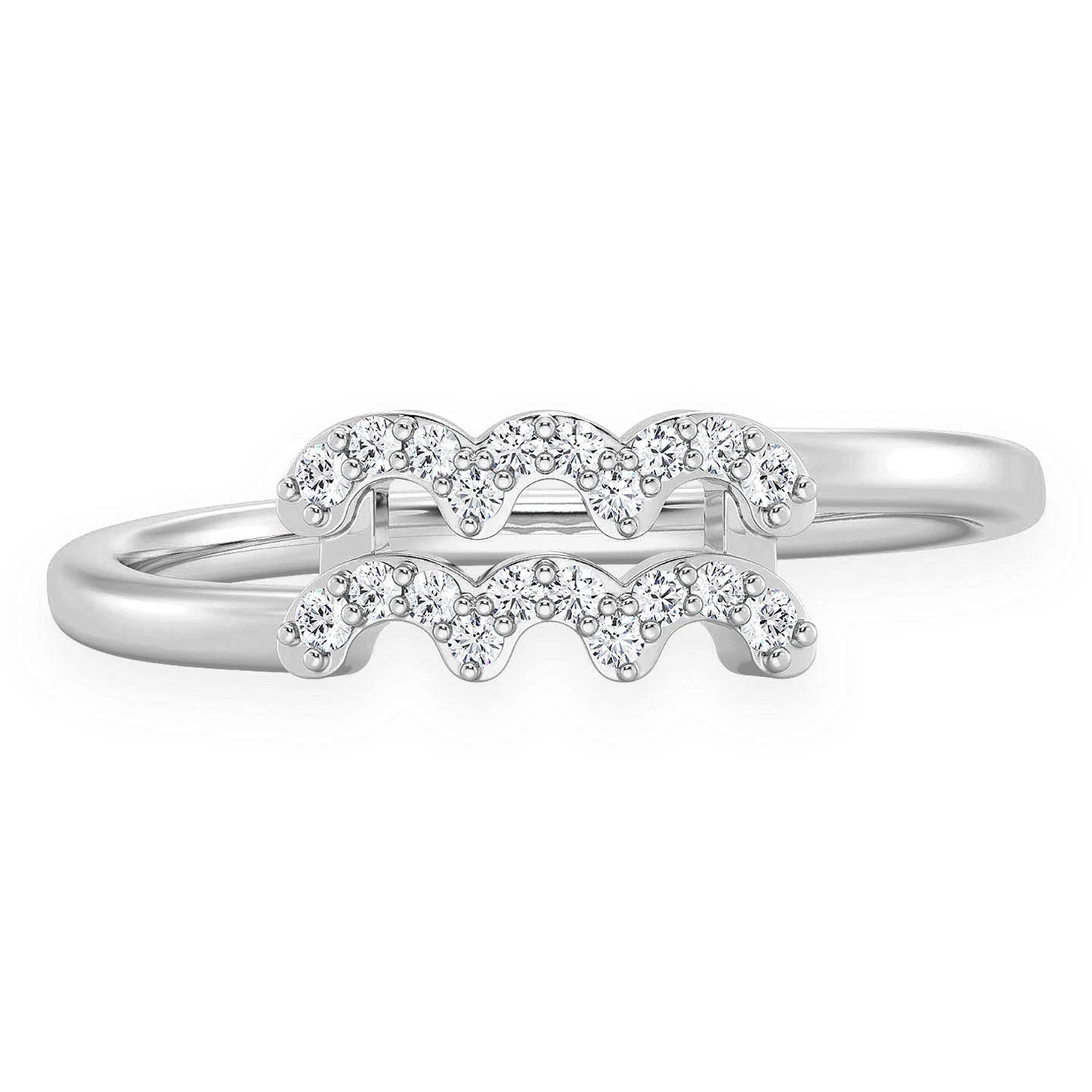 Zodiac Diamond Ring in 14K white gold, Aquarius design, front view