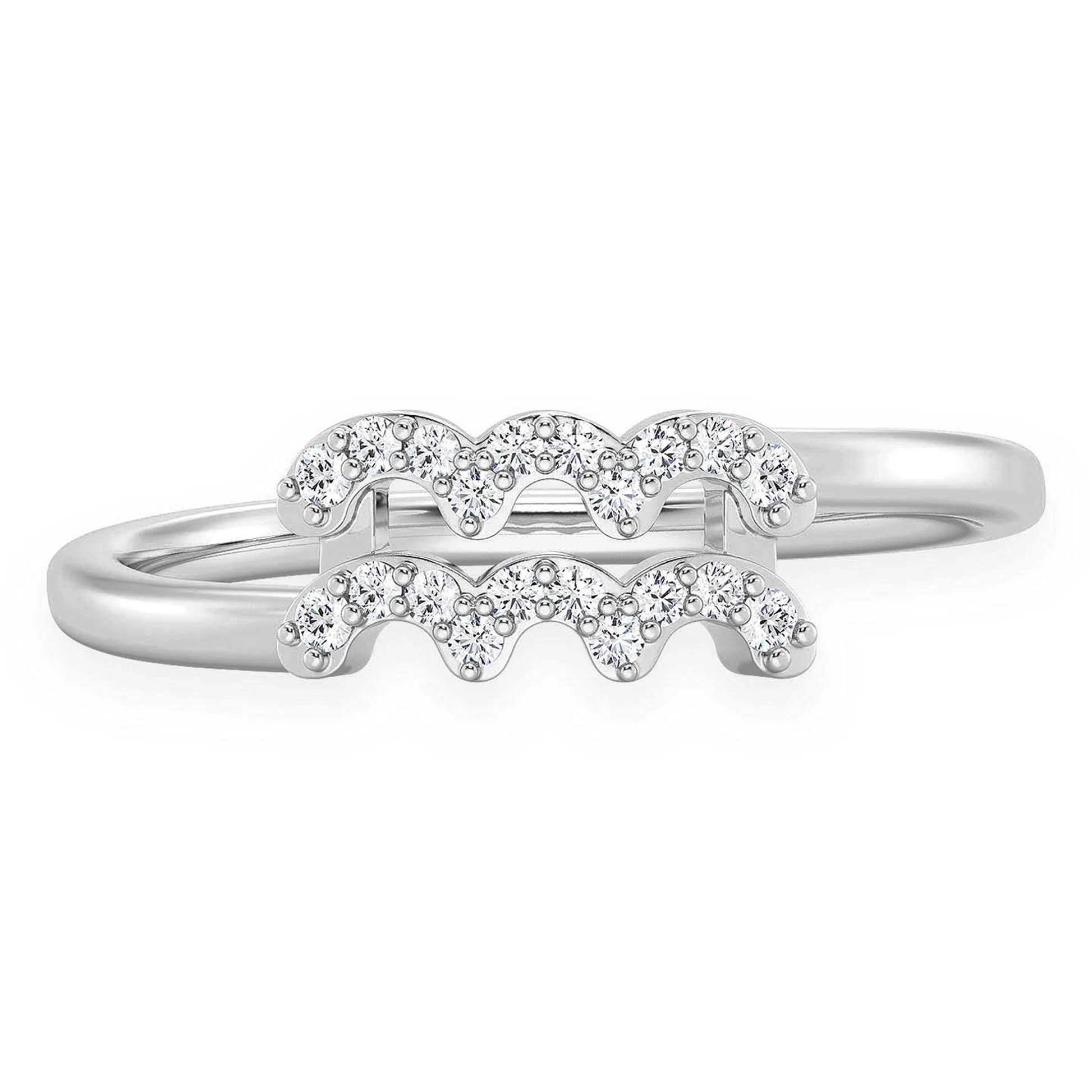 Zodiac Diamond Ring in 14K white gold, Aquarius design, front view
