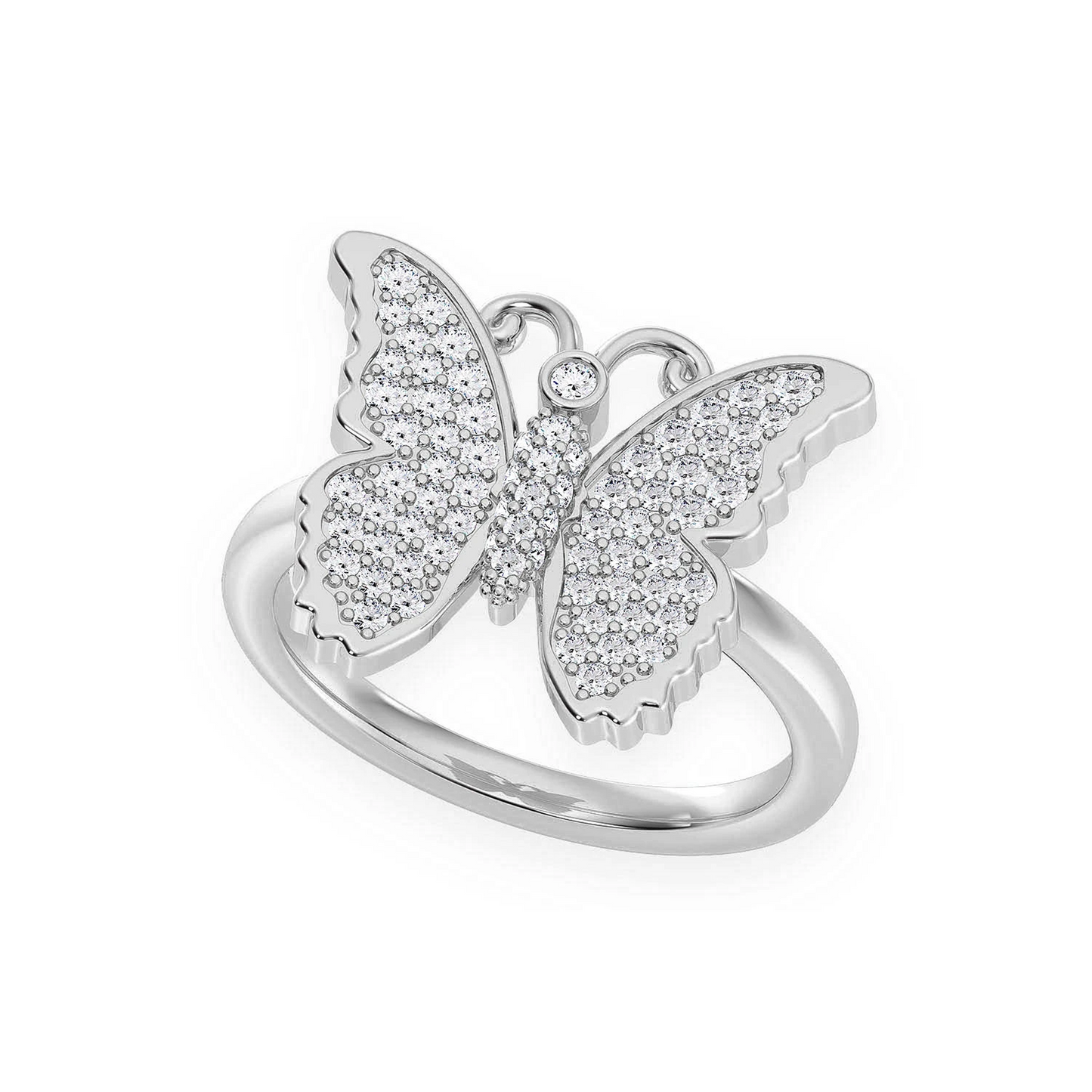 Butterfly Ring in 14K white gold, angled view