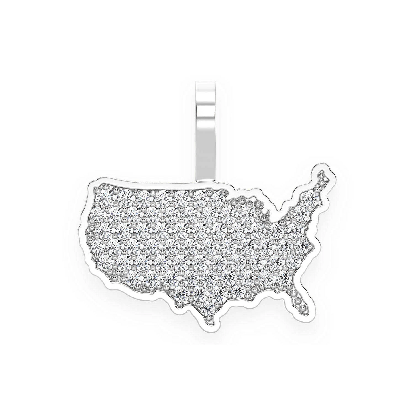 USA Diamond Pendant in 14K white gold, front view