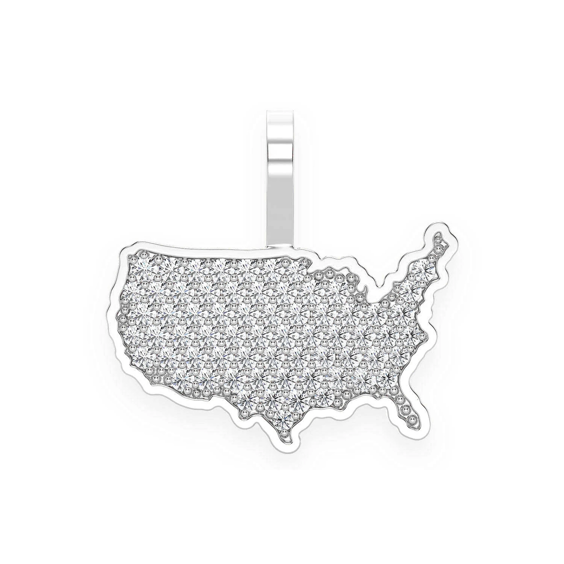 USA Diamond Pendant in 14K white gold, front view