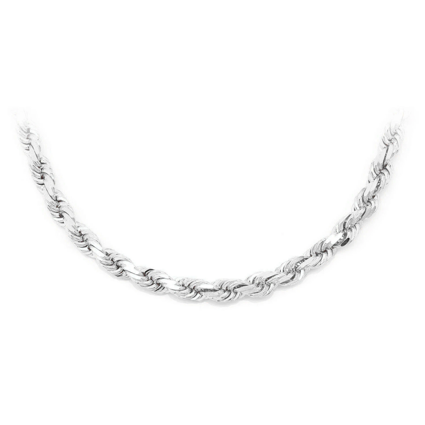 Rope Gold Chain in 14K white gold, 5mm width, front view