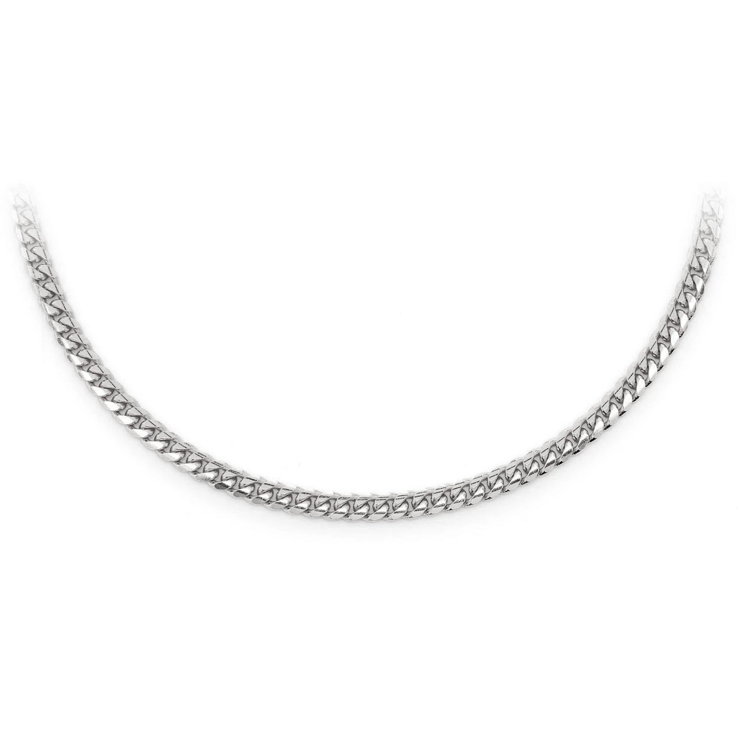 Miami Cuban Gold Chain in 14K white gold, 2.5mm width, front view
