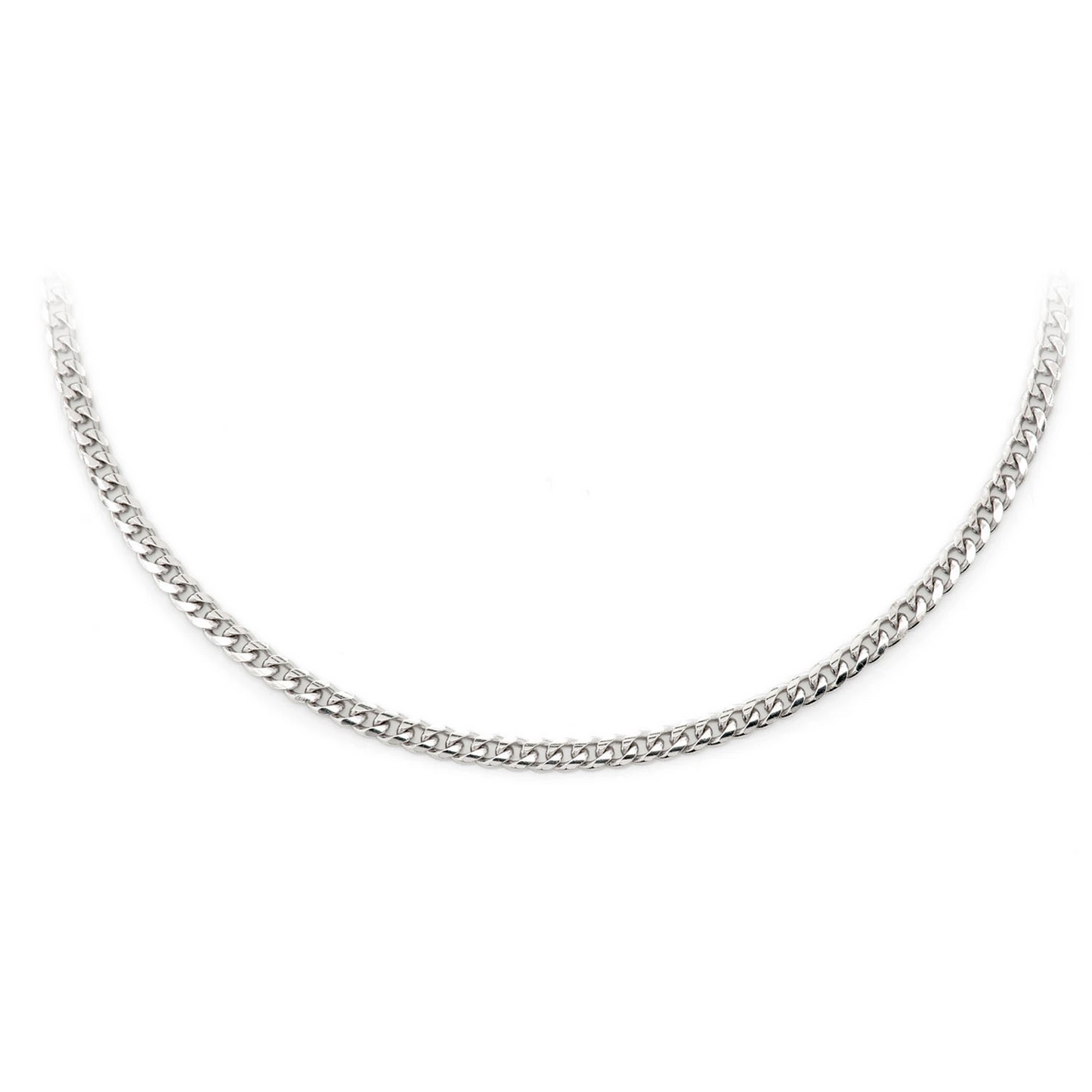 Miami Cuban Gold Chain in 14K white gold, 2mm width, front view