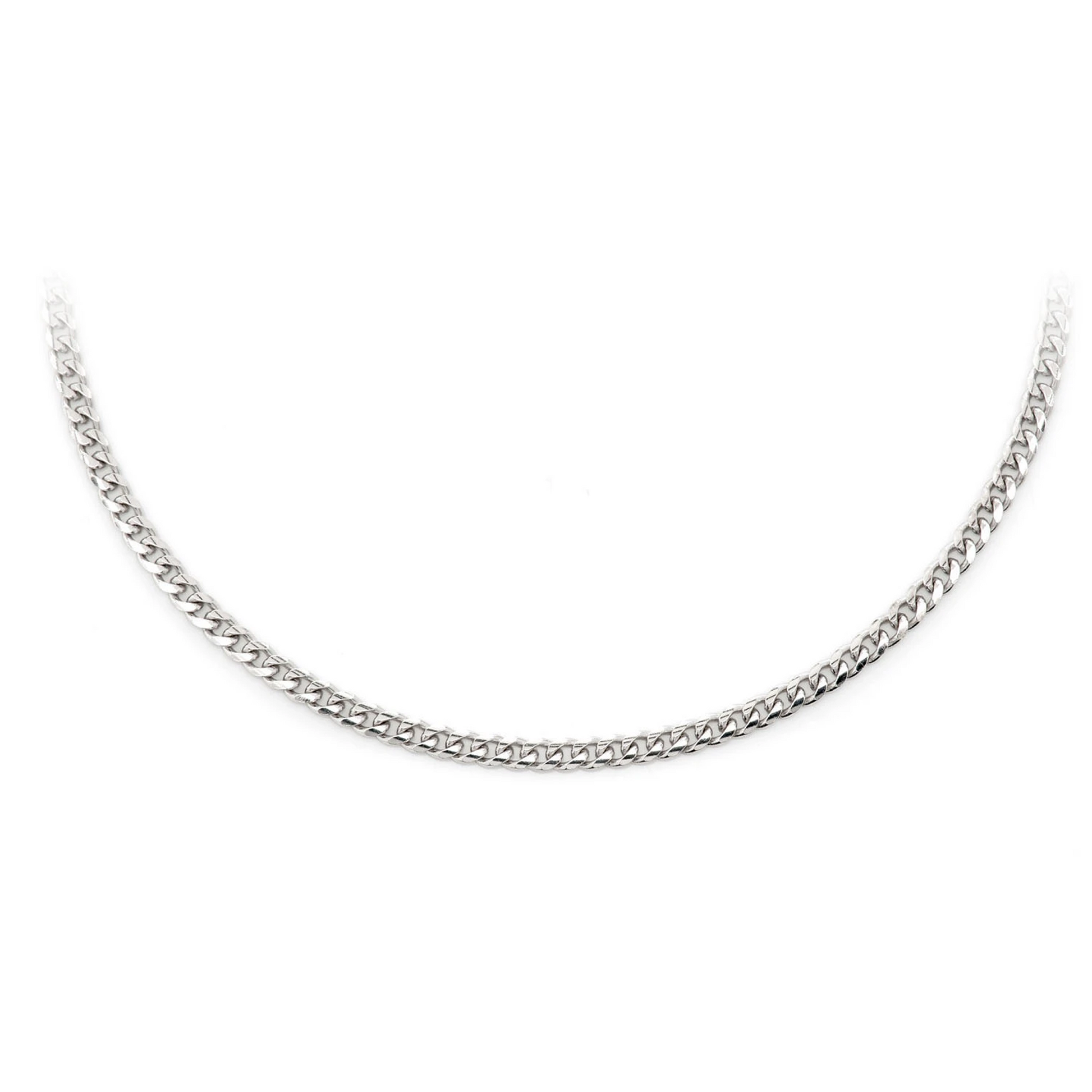 Miami Cuban Gold Chain in 14K white gold, 2mm width, front view
