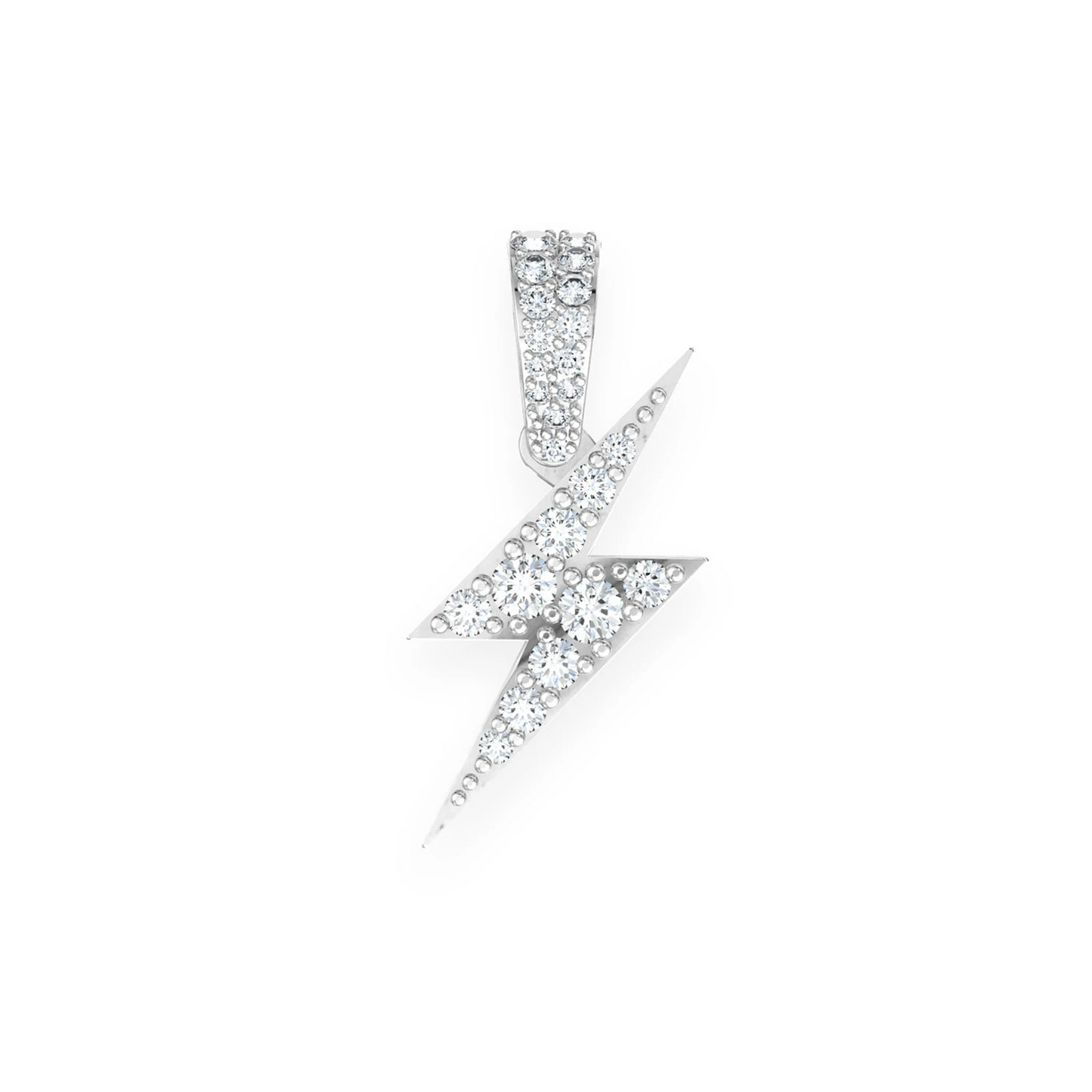 Lightning Bolt Diamond Pendant in 14K white gold, Statement | 0.50ctw, front view
